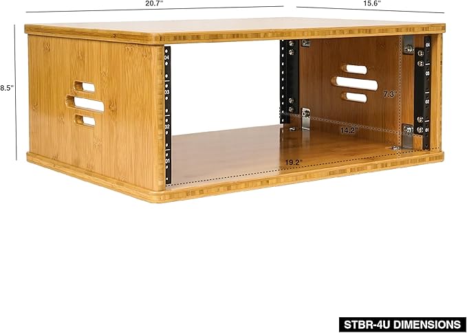Sound Town DIY 4U Solid Bamboo Studio Rack w/ 14.2" Depth, Ventilation for Recording Room, PA/DJ Pro Audio, Home Audio (STBR-4U)