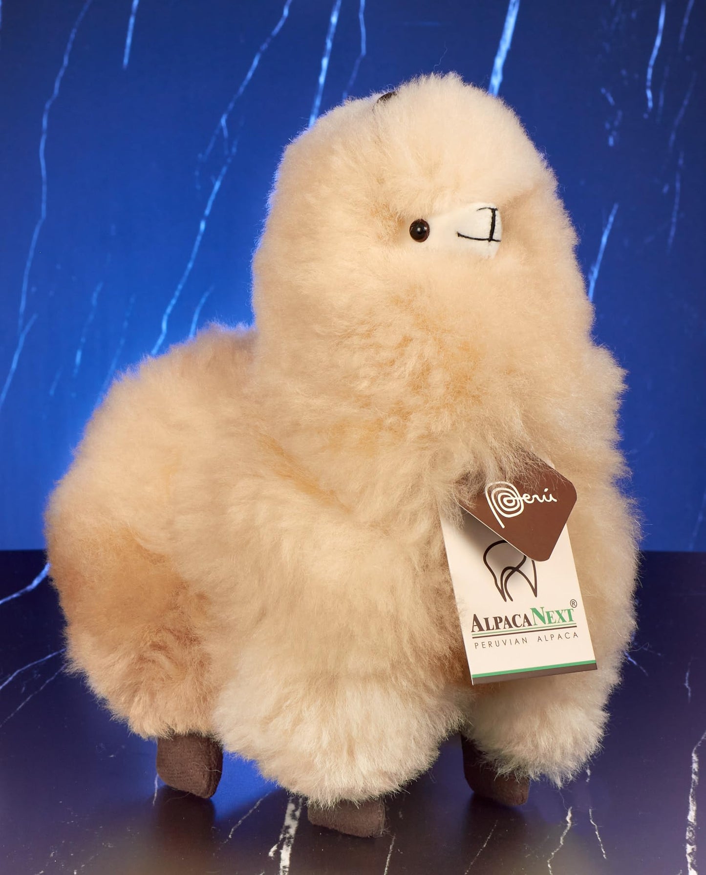 AlpacaNext Alpaca Stuffed Animal – 9 inch. Cute, Soft and Cuddly Alpaca Plush Toy Handcrafted on Real Alpaka Natural Fur (9 inches, Beige)