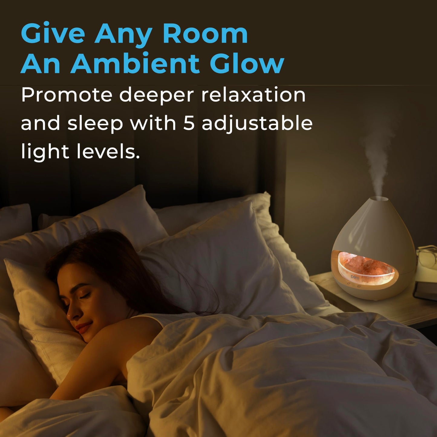 Pure Enrichment PureGlow Crystal - 2-in-1 Himalayan Salt Lamp & Ultrasonic Essential Oil Diffuser, Original Salt Therapy Lamp, 100% Pure Himalayan Salt, Ambient Glow, 160 mL 16-Hour Tank (White)