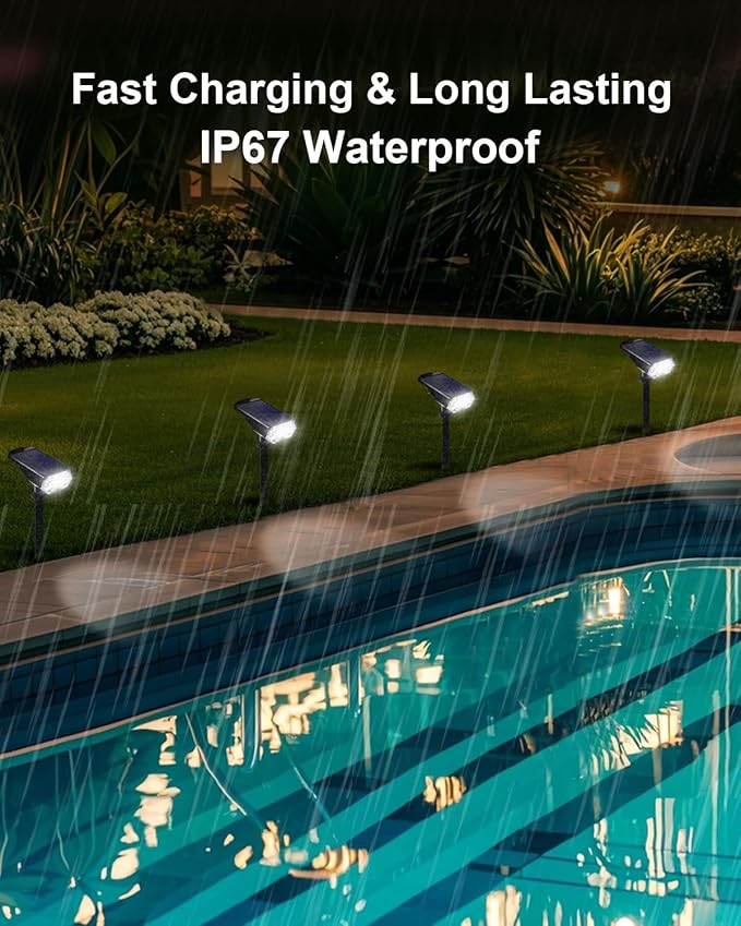 2 Pack Solar Powered Outdoor Spot Lights Outside Waterproof 20 LEDs Landscape Spotlights Dusk to Dawn for House Yard Tree, Plants, Walls, Path, Garden, Statues, Superior Accent Uplighting Cool White