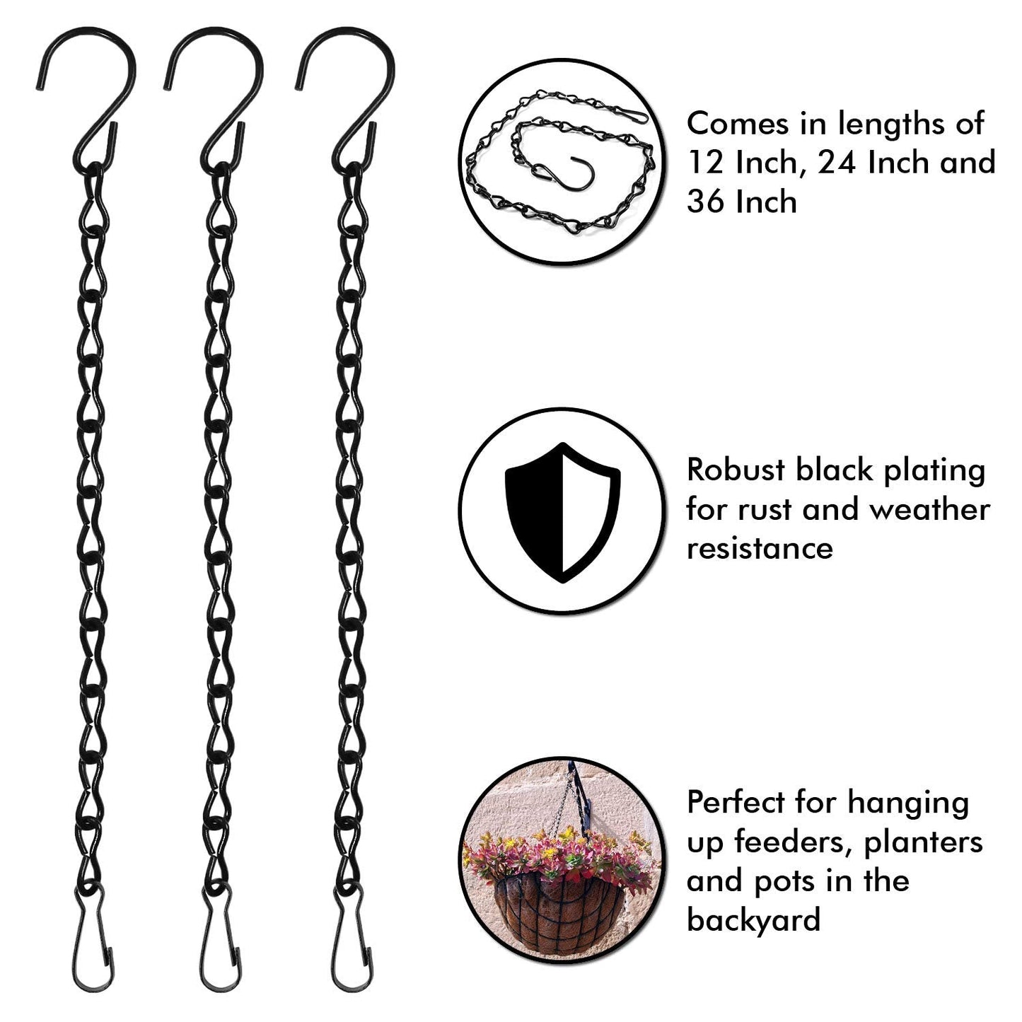 8 Pack 24 Inches Hanging Chain for Bird Feeders, Planters, Birdbaths, Billboards, Lanterns, Chalkboards, Decorative Ornaments (24 Inch 8pc)