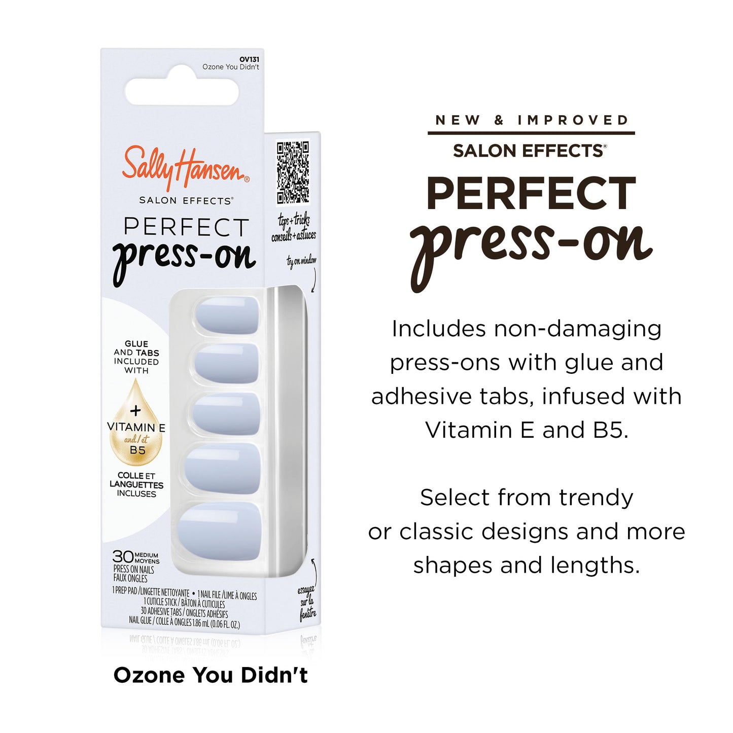Sally Hansen Salon Effects Perfect Press-On Nails | Oval Shape | Easy to Apply, Non-Damaging | 30 Nails, Nail Glue, Adhesive Tabs, File | Ozone You Didn't