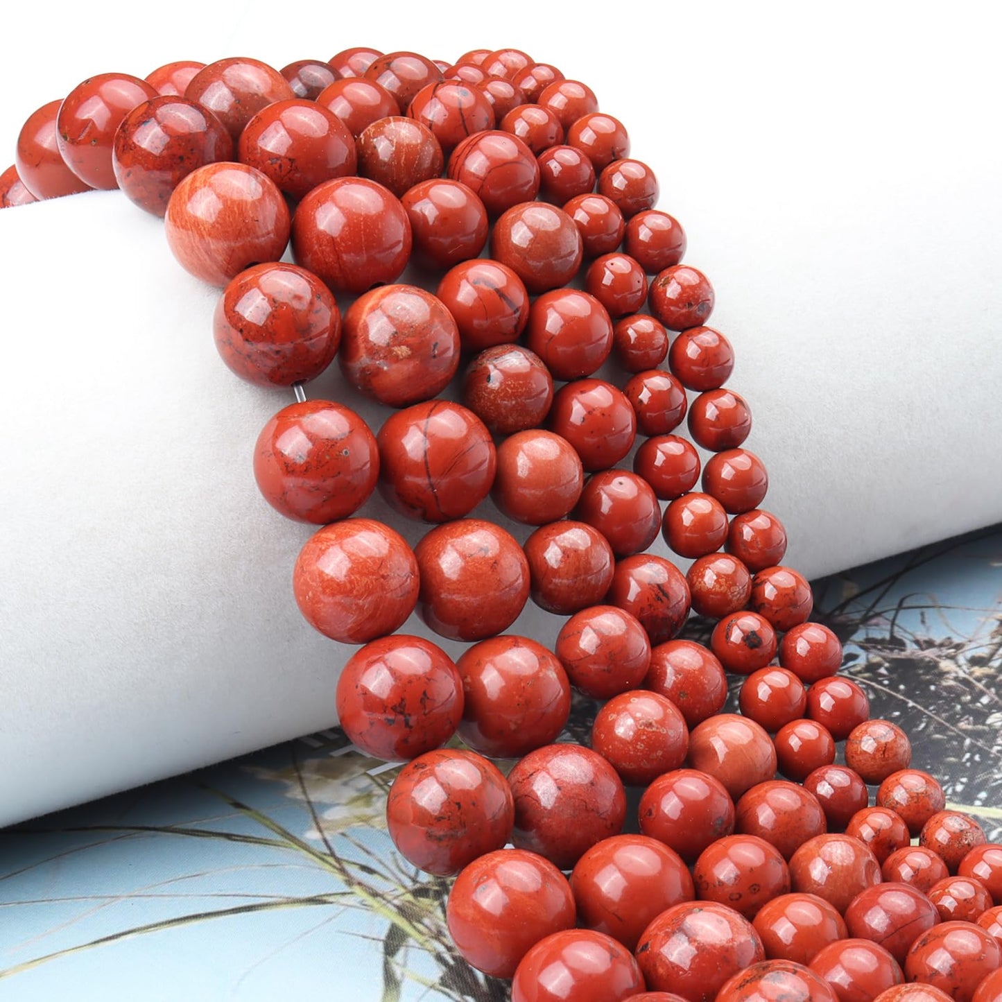 Siomia 45pcs 8mm Natural Red Jasper Gemstone Beads Energy Healing Crystal Round Loose Stone Beads for Jewelry Making, DIY Bracelets Necklaces