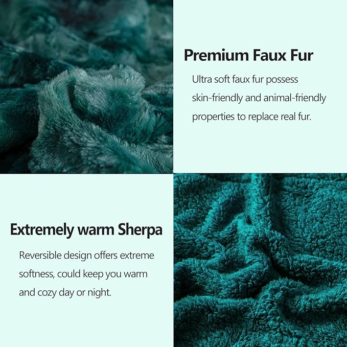 NEWCOSPLAY Super Soft Faux Fur Throw Blanket for Couch Tie-dye Dark Teal Sherpa Fuzzy Plush Warm Blanket for Sofa Bed (Tie-dye Dark Teal, Throw(40"x50"))