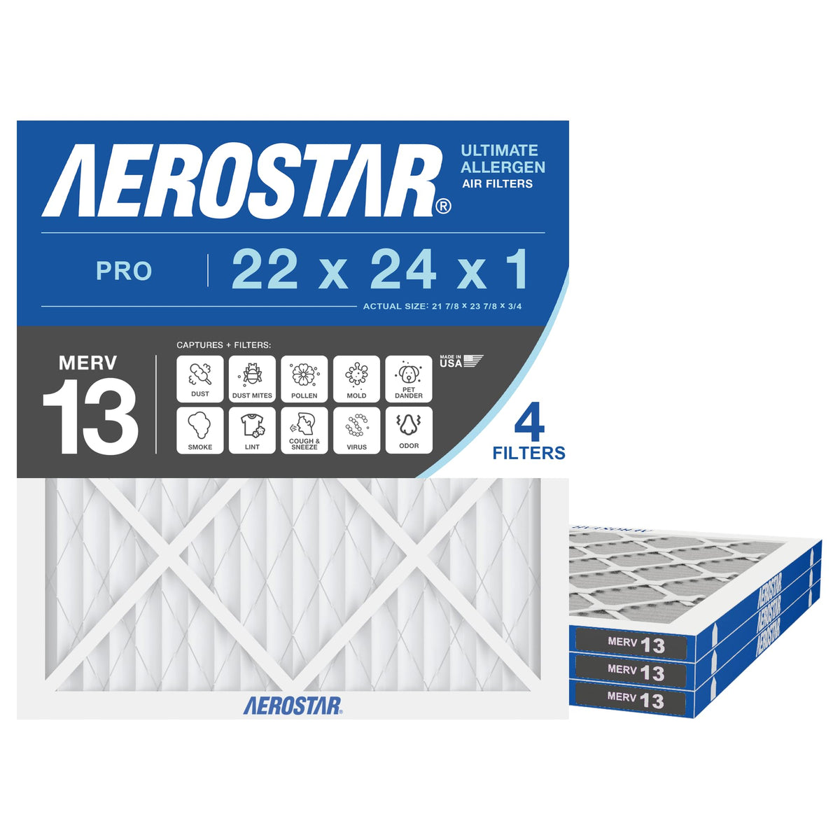 Air Filter 22x24x1 MERV 13 AC Filter (4 Count)