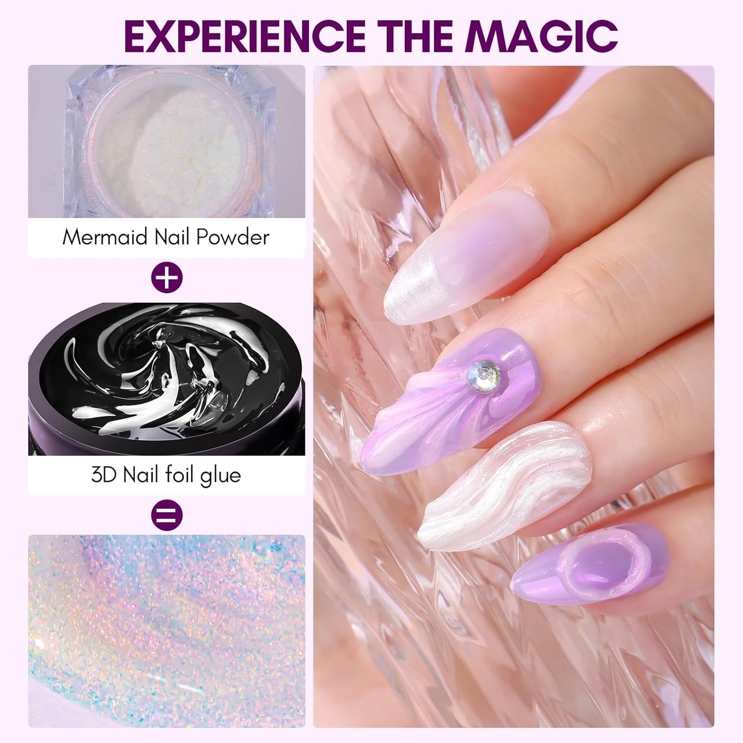 Makartt 3D Nail Gel: 8 ml Nail Foil Glue, Transfer Gels Adhesive for Linear, Shell, Ripple & Chrome Nail Powder Art Designs, UV LED Lamp Required