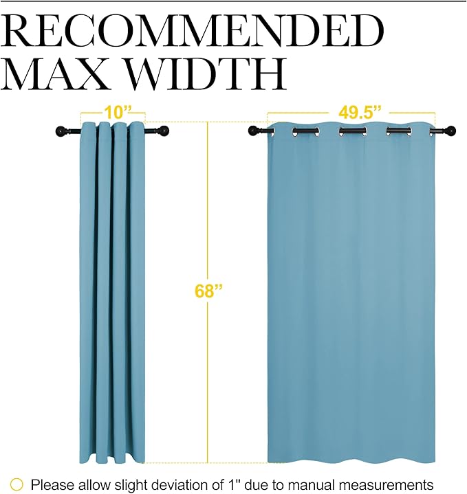 NICETOWN Thermal Insulated Curtains Blackout Draperies, Window Treatment Solid Grommet Room Darkening Drape Panels for Bedroom (Teal Blue, Set of 2, 55 by 68 inches Long)