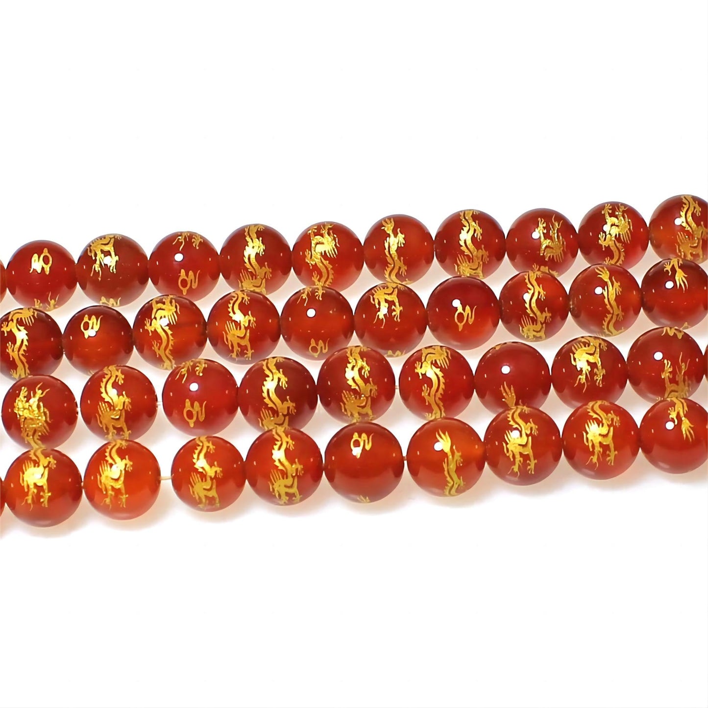MJDCB Natural Stone Beads 8mm 43pcs Round Red Agate Carved Dragon Loose Gemstone Bead Charms for Jewelry Making Bracelet Necklace Earring Pendant