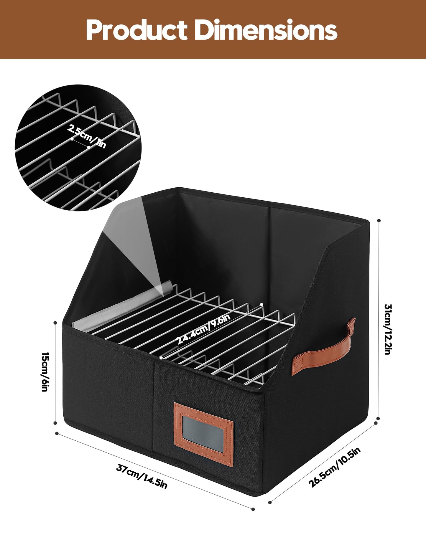 Qozary Clipboard Holder for Classroom-2 Pack Foldable Clip Board Storage Organizer Basket with Handle for Easy Carrying, Classroom Office Desk Organizer Bin, Clipboards Not Included