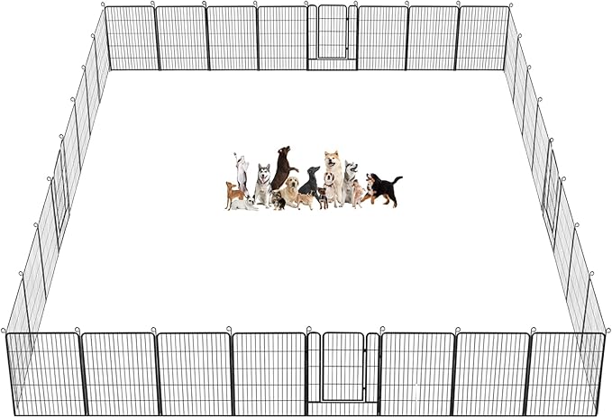 Jhsomdr Dog Playpen Dog Fence Outdoor for Yard, 32inch 48 Panels Dog Pens Outside Anti-Rust Pet Playpen Exercise Pen with Lock for Large Medium Small Dogs, Portable Pet Fence for Yard RV Camping
