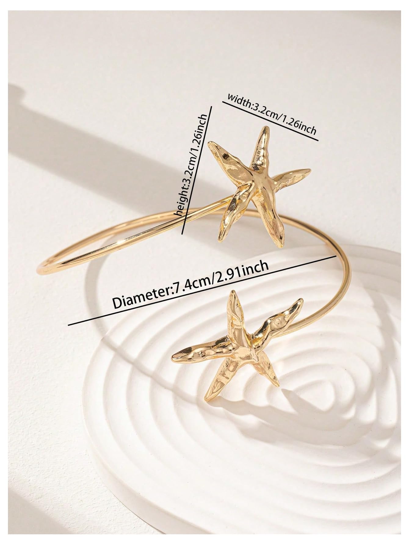 MakeMeChic Beach Gold Arm Cuff Jewelry for Women Bangle Band Armlet Flower Upper Arm Cuff Bracelet Summer Beach Essentials Gold Starfish D One-Size