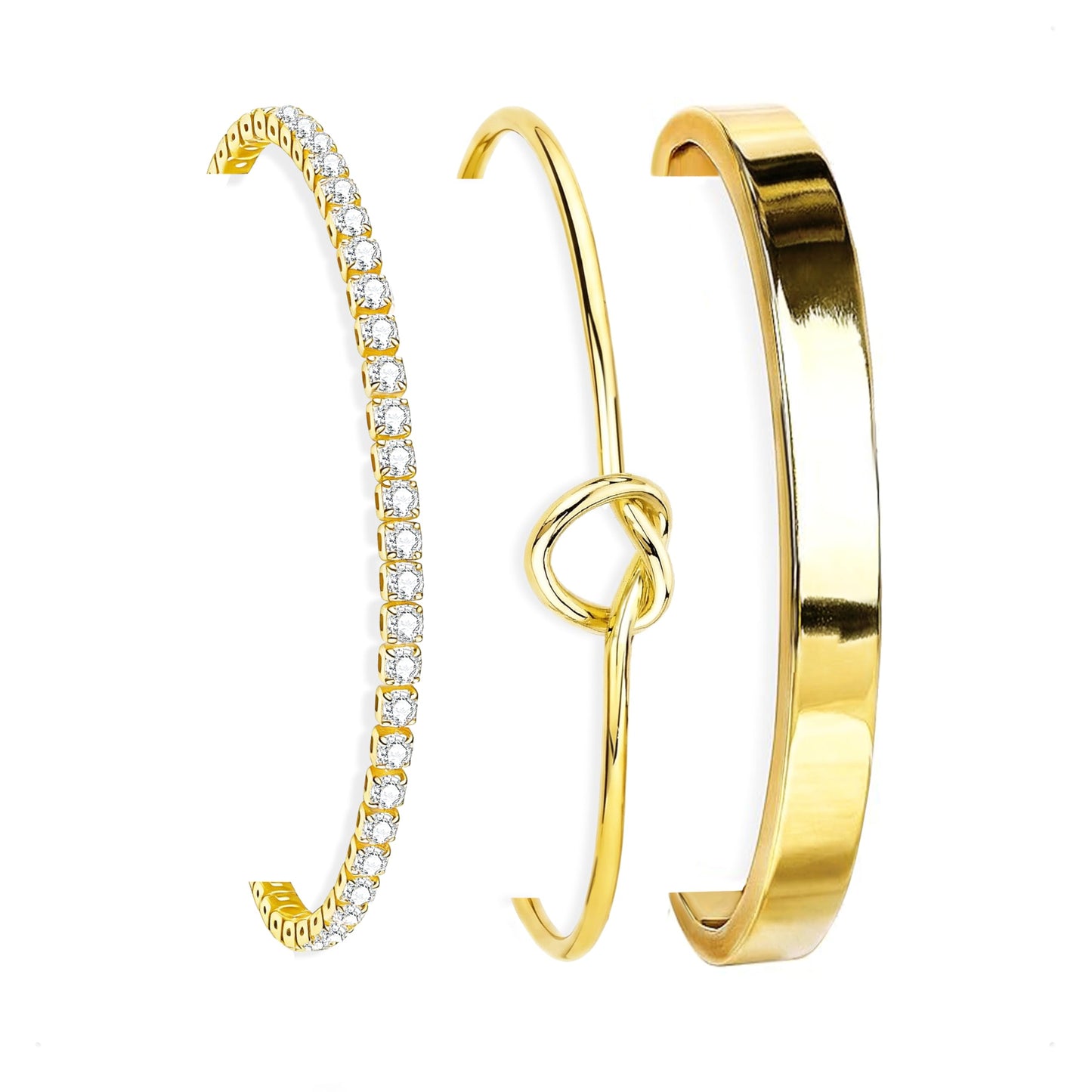 HERIER Gold Bangle Bracelets Stack for Women Trendy 14K Gold Plated Tennis Bracelets Set Jewelry for Women Non Tarnish