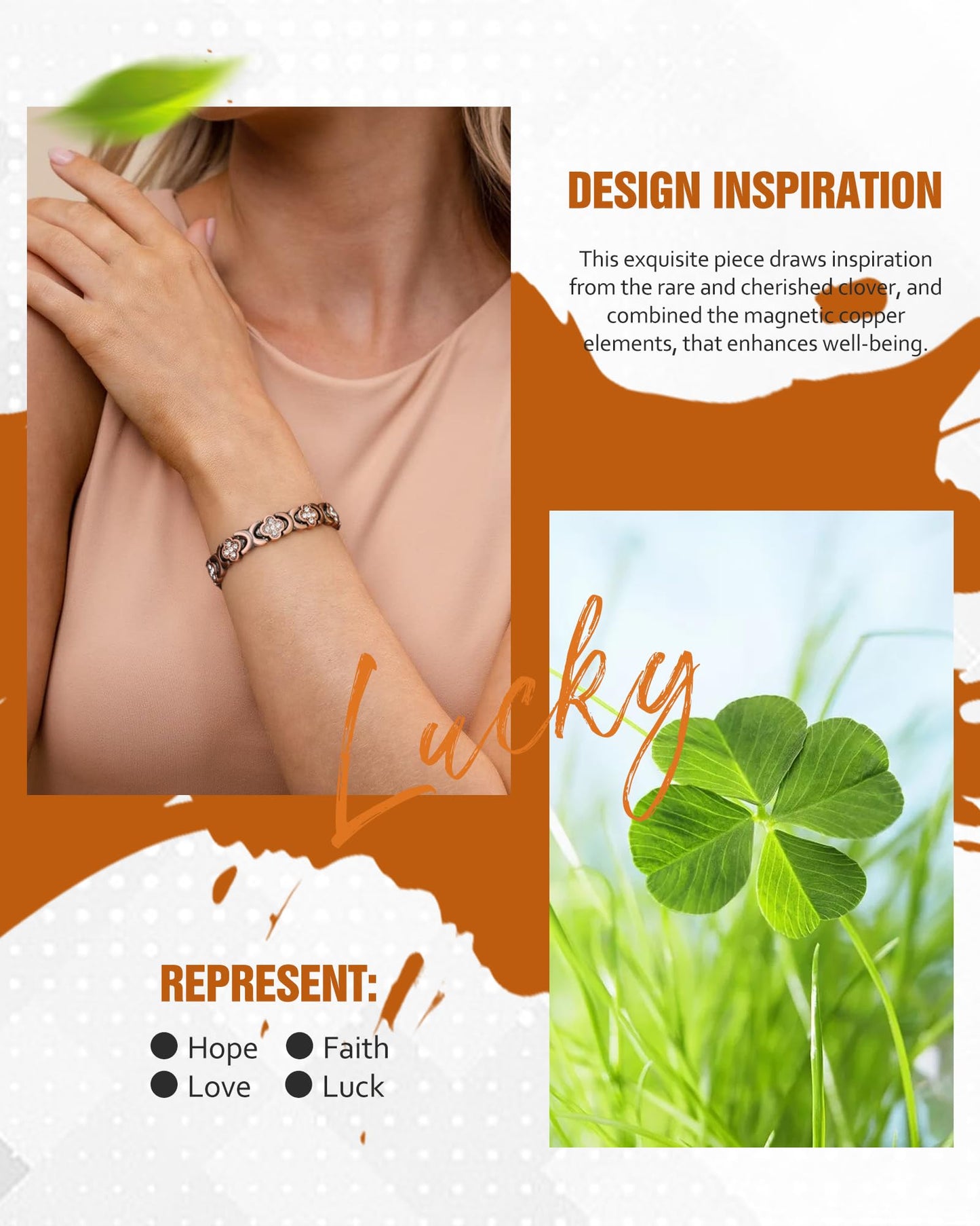 Jecanori Copper Magnetic Bracelets for Women&Ring, Pure Copper Bracelet with 3500 Gauss Magnets,Ideal Gift