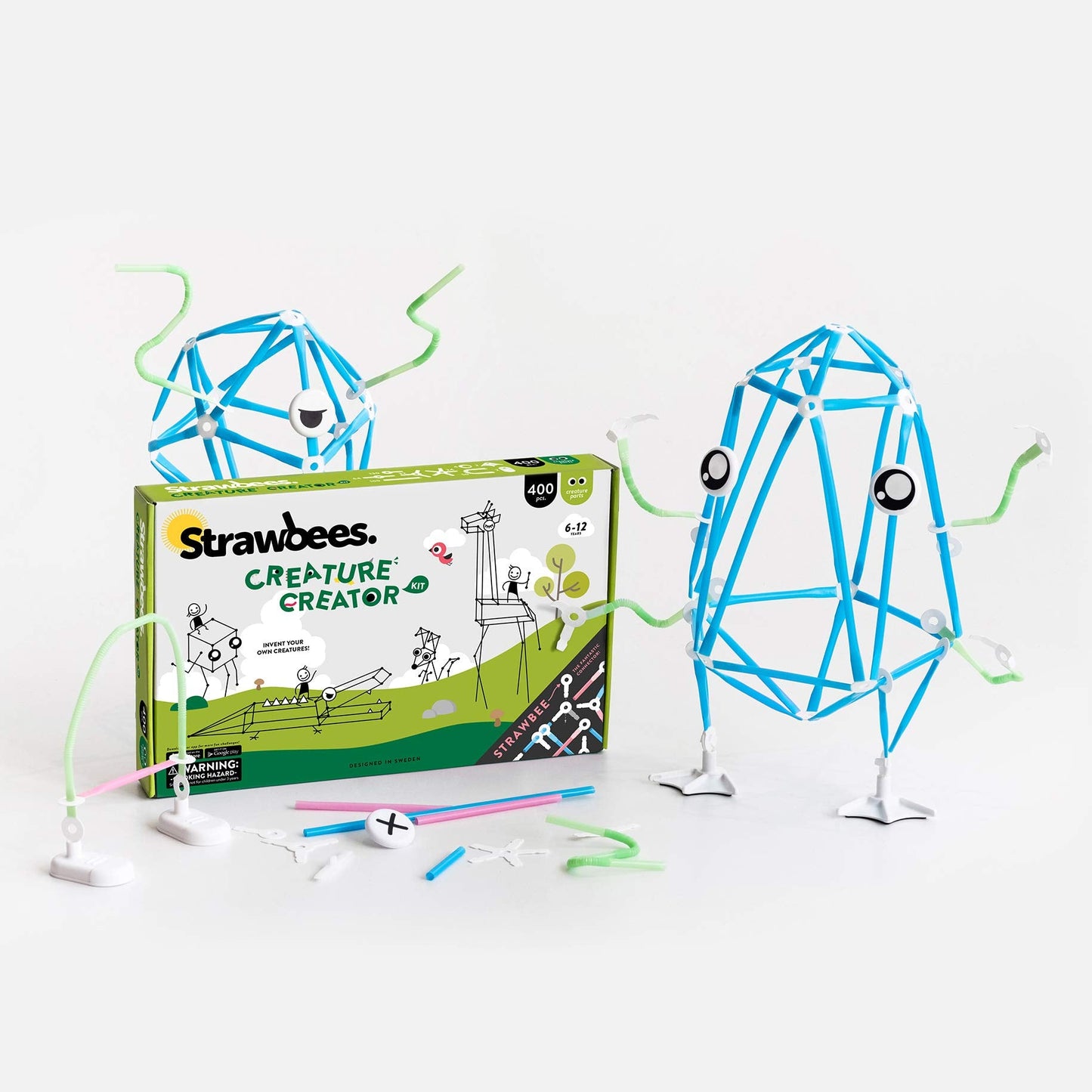 Strawbees Creature Creator Kit - Educational Connecting Toys for Makers & Families, Building Toy Toolbox with Straws and Connectors for Creative STEM Exploration in Schools & Home Learning