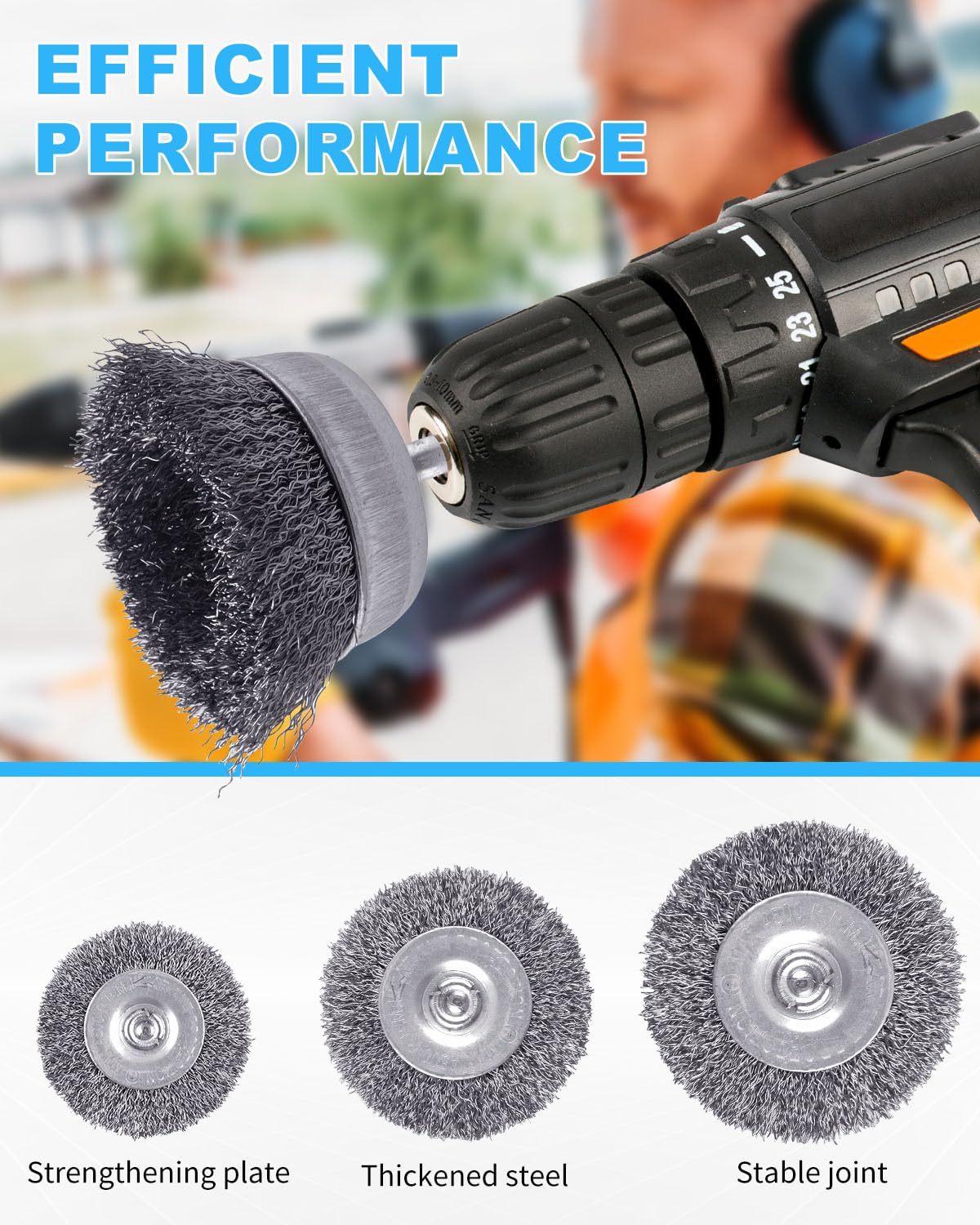 Rocaris 21-Pack Carbon Steel Wire Wheel, Cup, Pen Brush Set with 1/4-Inch Round Shank for Rust Removal, Corrosion and Scrub Surfaces