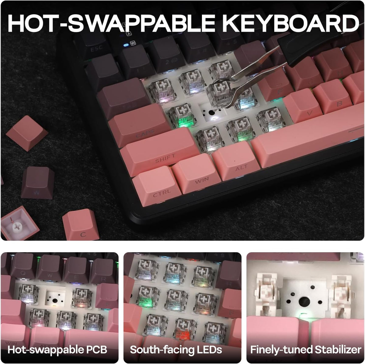 EPOMAKER X Aula F108 PRO Wireless Gaming Keyboard with Screen, 8000mAh Battery, 104 Hot-Swappable and Programmable Keys and Knob, RGB Backlight, for Mac/PC/Android (Pink Gradient)
