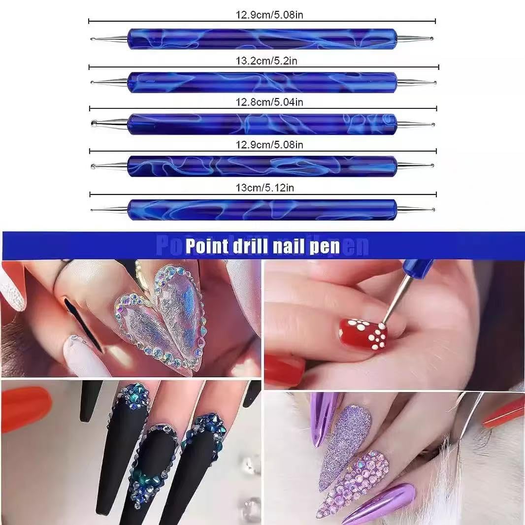 19Pcs Navy Blue Nail Art Brush Set, Nail Brushes Kit with Acrylic Nail Brush, Gel Polish Brushes, Dotting Tools, Nail Dust Brush, Manicure Tool for Acrylic Powder Application, Sculpting & Cleaning