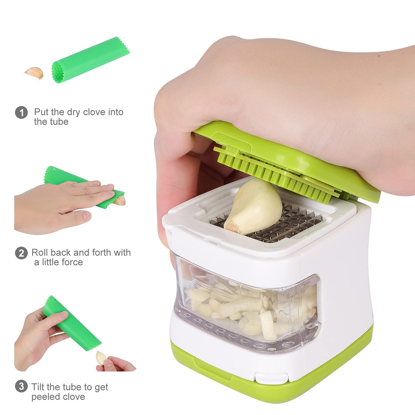 Wisekoti Updated Garlic Press&Peeler Set- Convenient Dicing and Slicing. Chopper, Masher & Crusher, Mincer and Paste