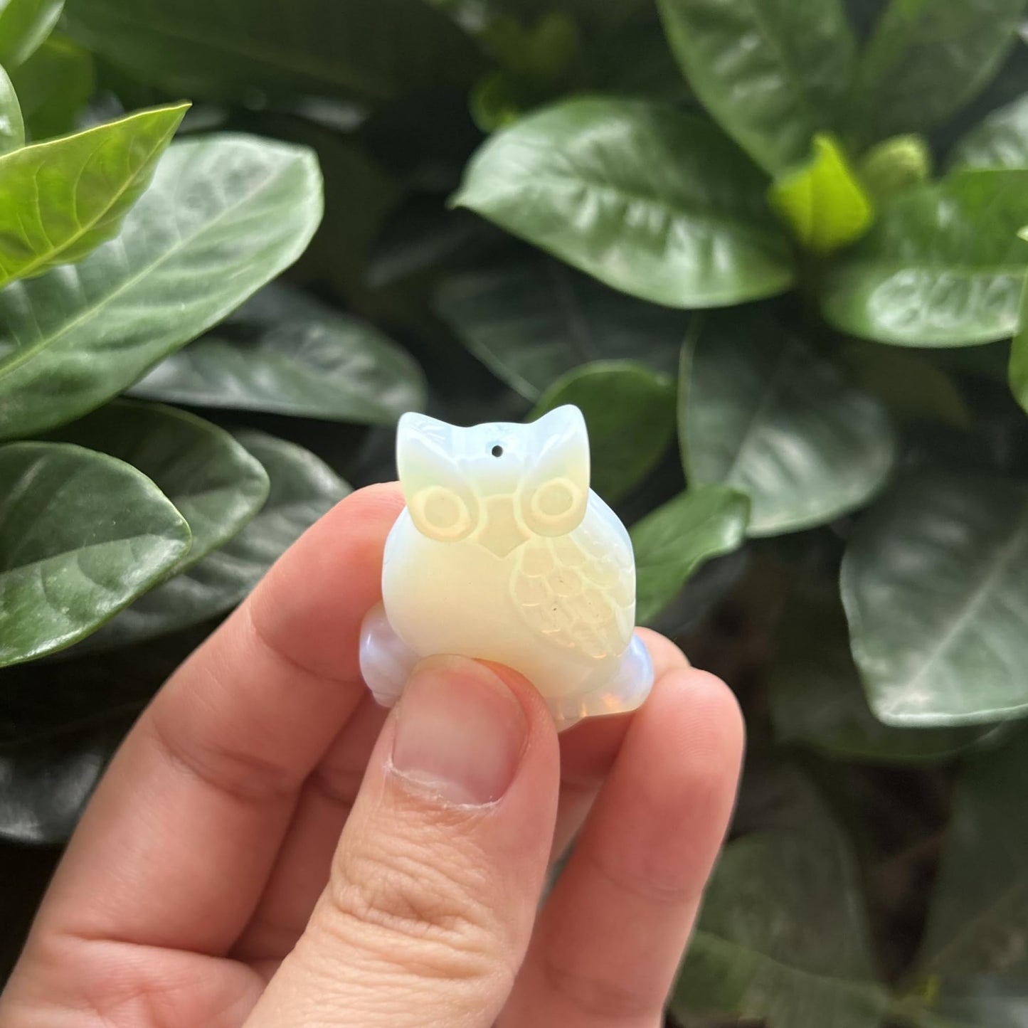 Bacatgem Synthetic Opalite Owl Figurines Crystals and Healing Stones,Haped DIY Pendant