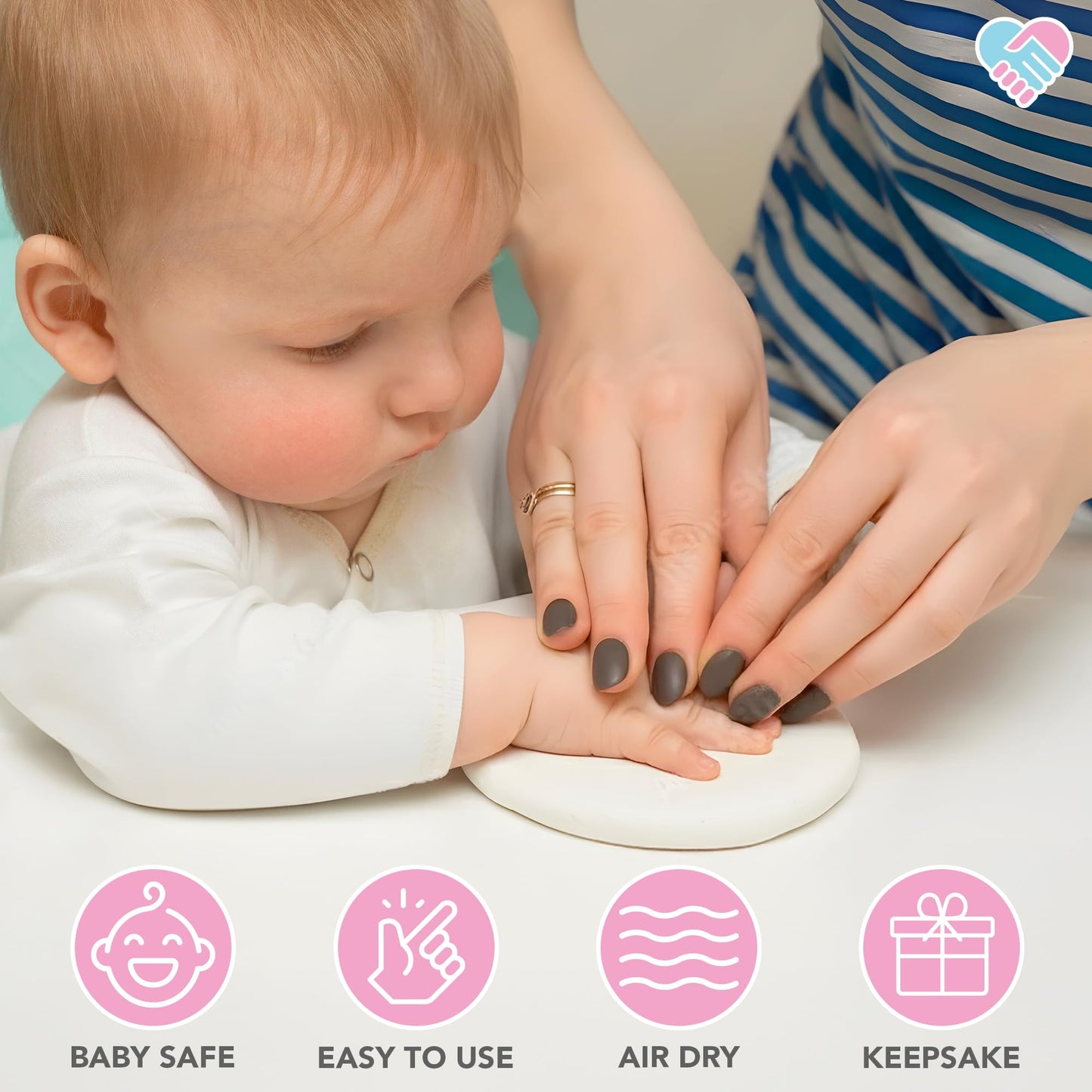 Casting Keepsakes Baby Handprint Ornament Making Kit (Includes Paint Set) Ornament Making Kit for Kids - Baby Hand and Footprint Clay