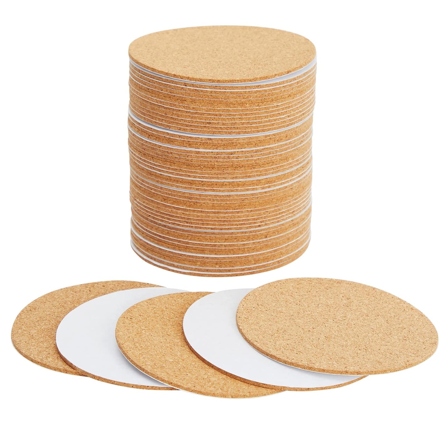 Juvale Cork Coaster Backing Sheets - Scratch-Resistant Surface Protection with Cork Pads - Custom DIY Craft Projects - Circle Craft Sheets for Versatile Designs - Pack of 50, 3.5 in Round Brown