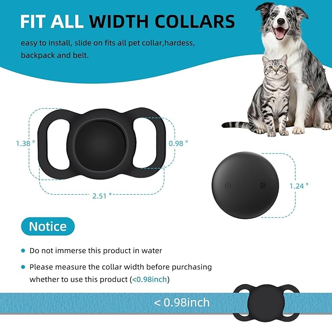Android GPS Dog Collar, no Subscription, Tracks Pets/Kids/Vehicles 2-Pack