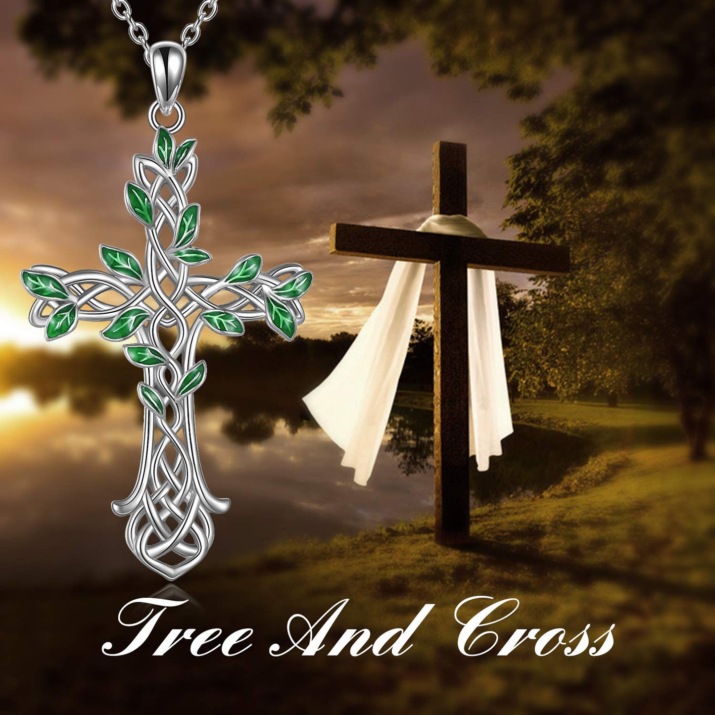 ONEFINITY Cross Necklace 925 Sterling Silver Celtic knot Tree of Life Cross Necklace Pendant Gifts for Women Men