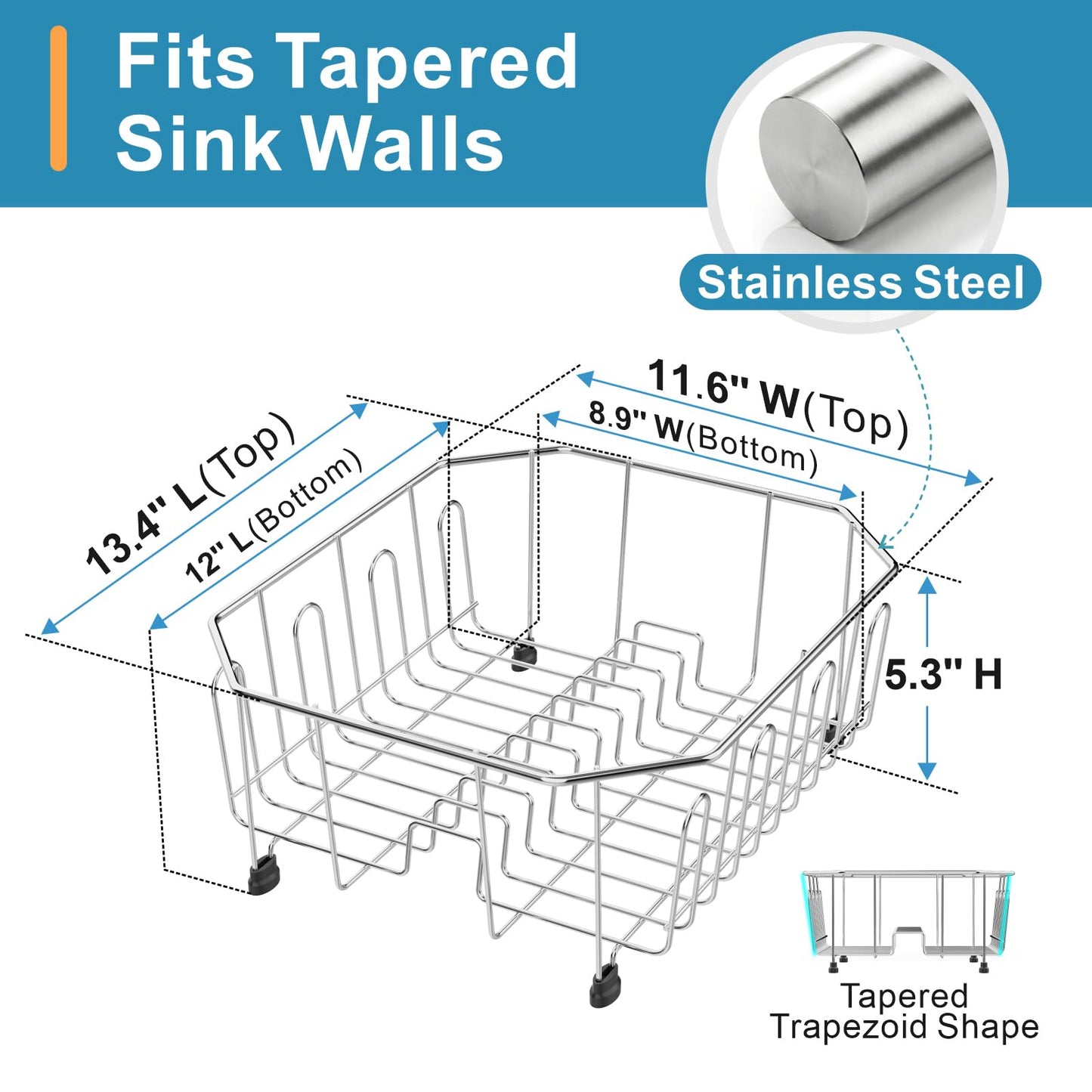 iSPECLE Small in Sink Dish Drying Rack - Stainless Steel Compact Inside Sink Dish Drainer for RV Apartment Kitchen, Rust Resistant, 11.6" W x 13.4" L, Silver