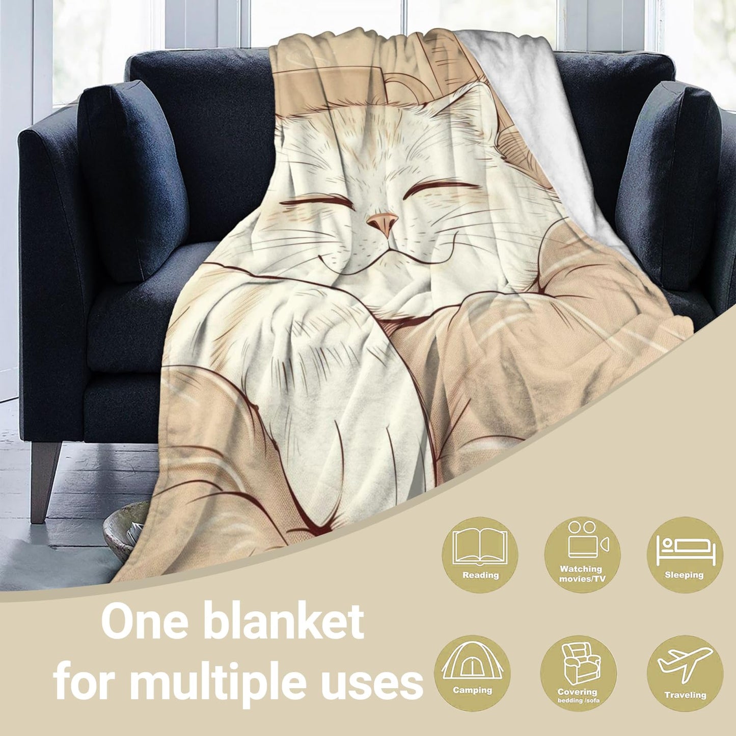 Spooky Mushroom Skull Throw Blanket, Lightweight Warm Flannel Blankets, Home Decor and Gifts, Soft Cozy Throws for Women Men, 50"X60" for Bed Couch Travel Office