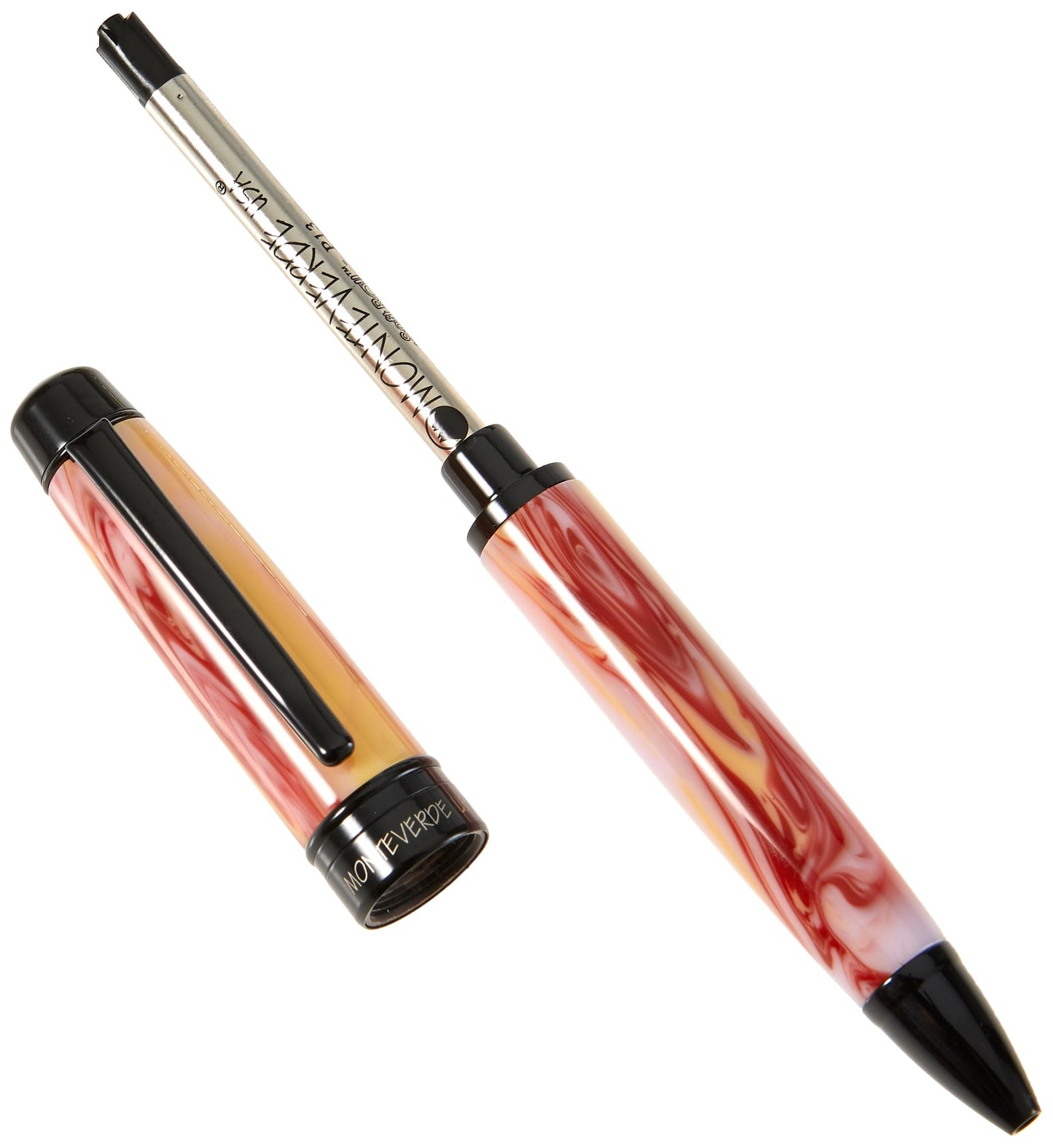 Monteverde USA Prima Red Swirl Ballpoint Pen - Handcrafted Resin, Refillable, Smooth Writing, Luxury Gift Box