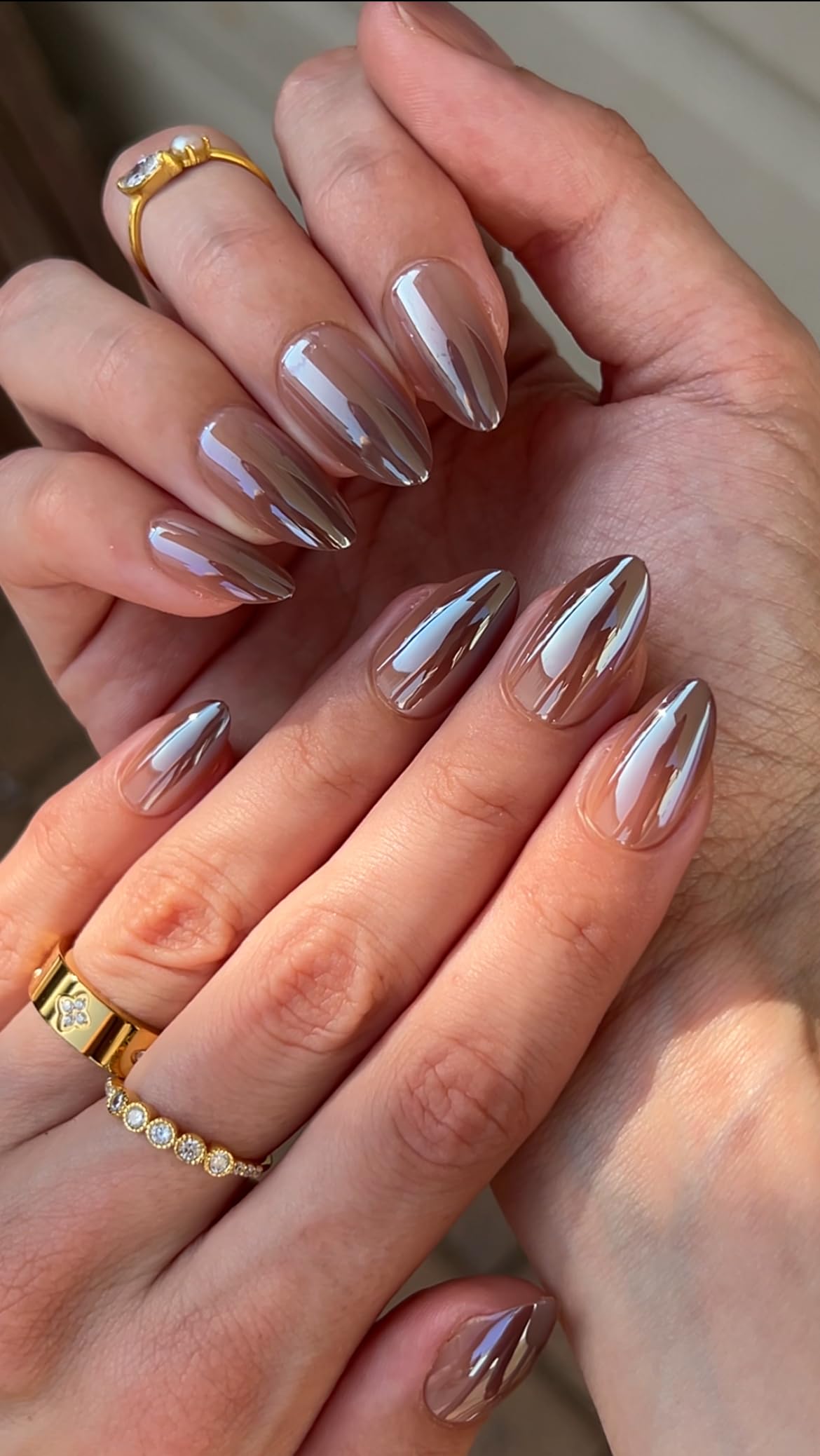 PaintLab Press On Nails - Maple Syrup Brown Glaze Short Almond Fake Nails, 30 Nails in 15 Sizes with Glue, Reusable Salon Quality Press On Nails