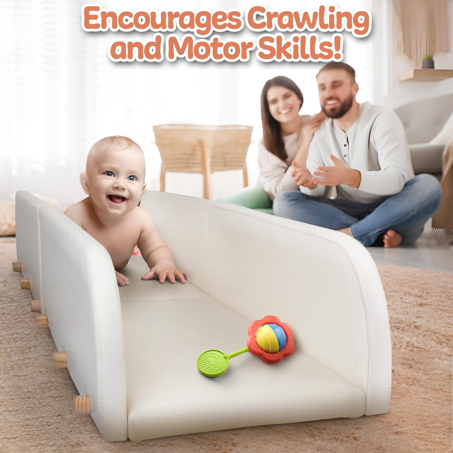 Crawlaroo Doman Method Infant Crawling Track, Tummy Time Toy, Baby Play Mat, Helps Crawl Faster, Boost Development in Infants and Babies, 4 ft Long, Foldable