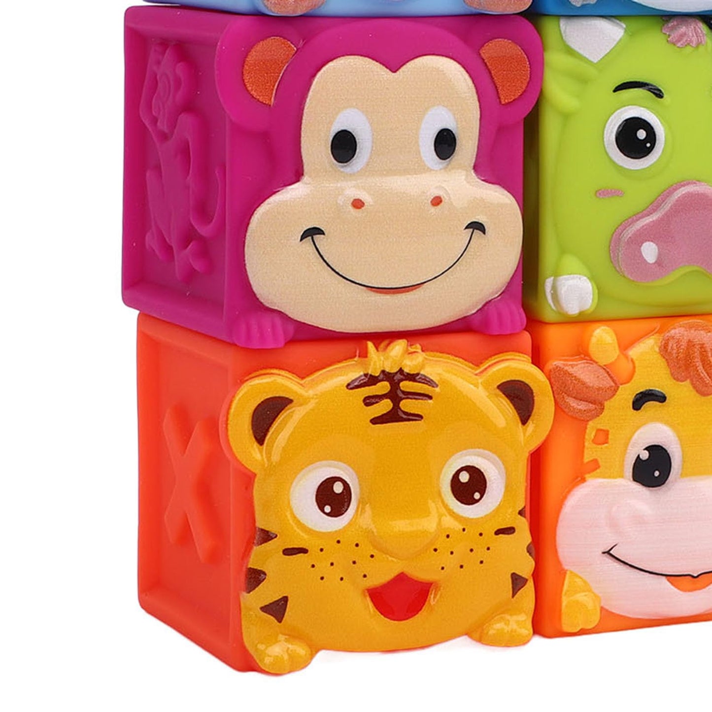 Zunate 12 Pcs Baby Blocks Stacking Building Toys, Educational Animal Stacking Blocks for Infants and Toddlers, Soft Plastic Developmental Playset