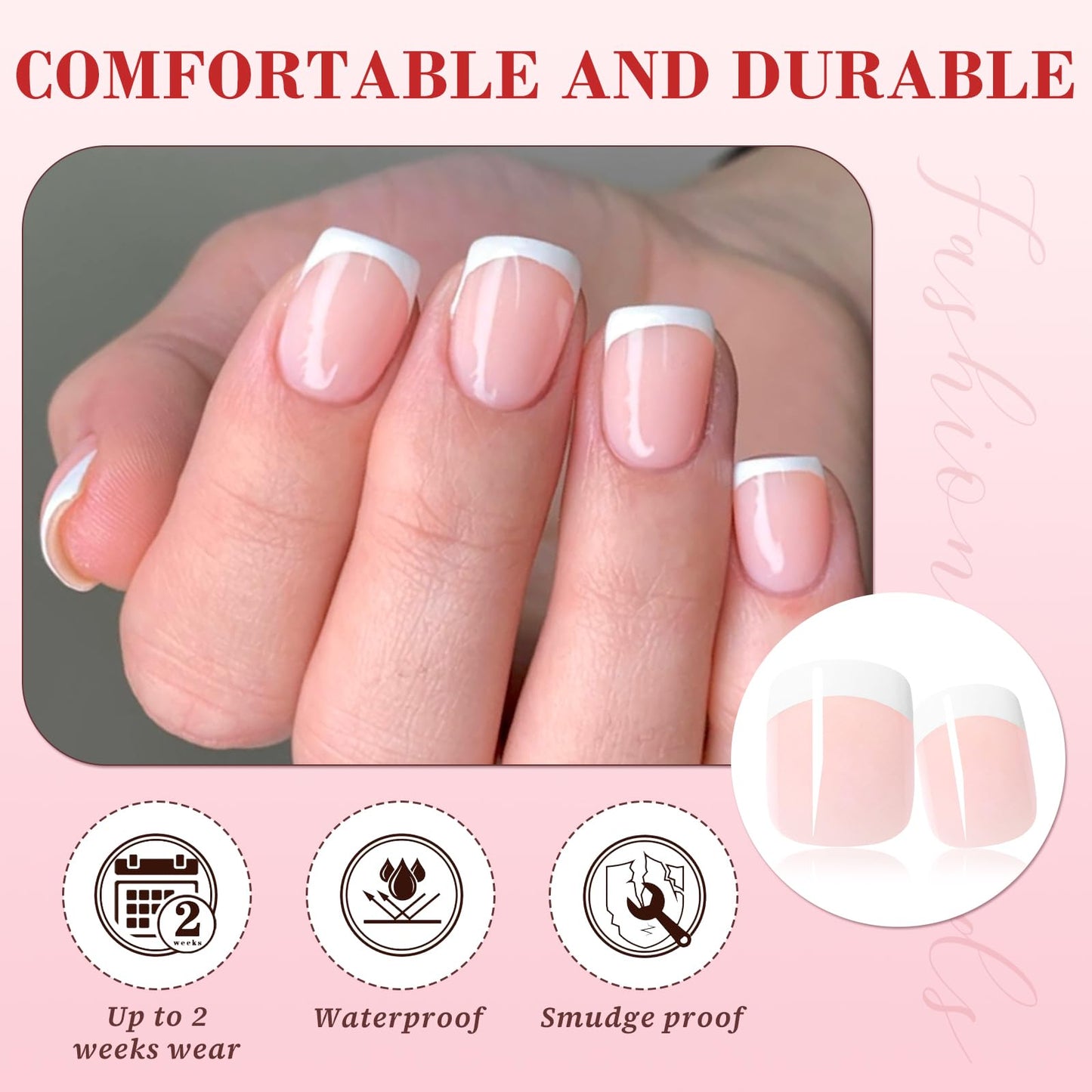 240pc White French Tips Press on Nails Square Fake Nails with Tabs, Extra Short Nails Press ons French Tip Acrylic Nails Nude Pink Glue ons Nails Short False Fingernail Stick on Nails for Women