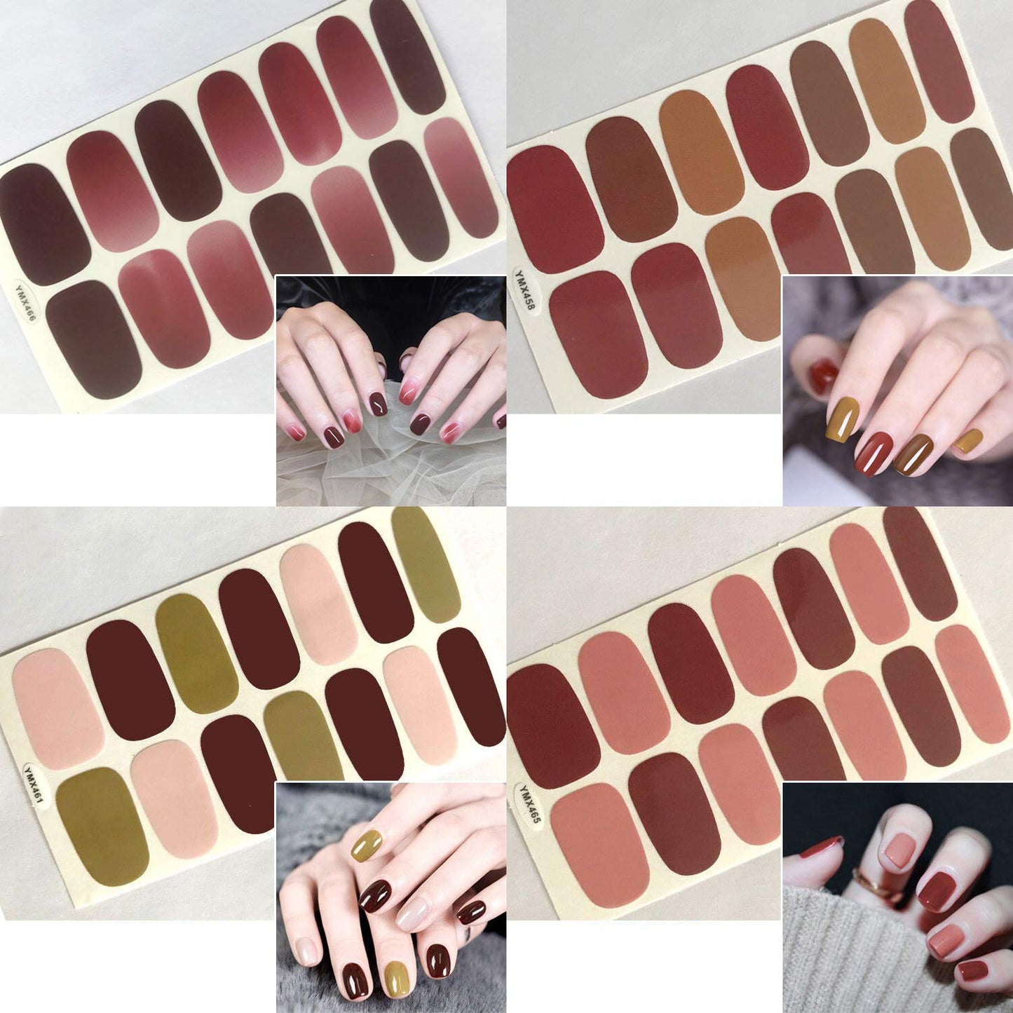 SILPECWEE 30 Sheets Adhesive Nail Polish Strips Stickers 1Pc Nail File Solid Color Ombre Nail Wraps Nail Art Decals Manicure Kit for Women