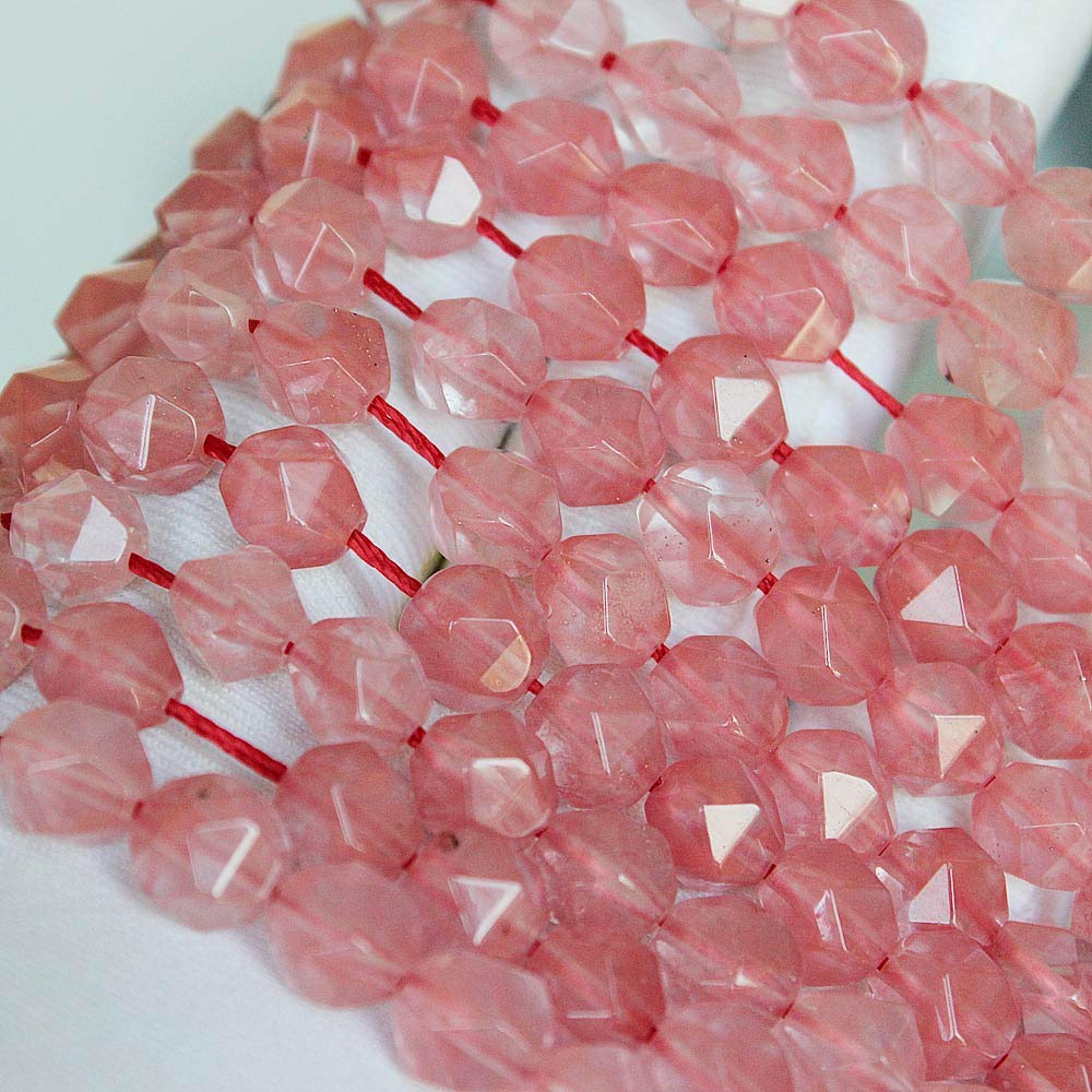 MJDCB Best Sellers Stone Beads Faceted Polygon Red Watermelon Crystal Crystal Energy Stone Healing Power for Jewelry Making(8mm)