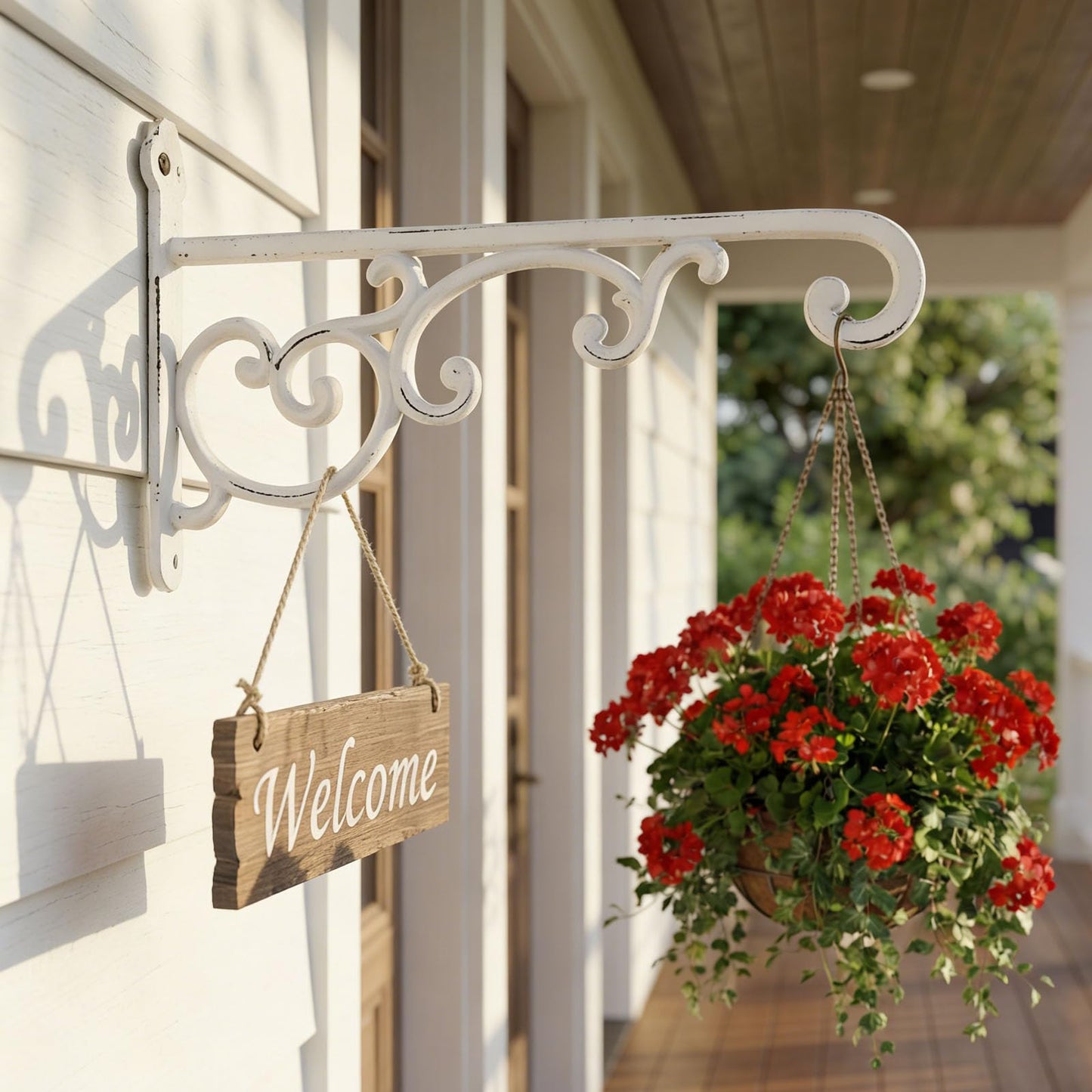 Facaler Heavy-Duty Cast Iron Plant Hanging Brackets, 11.5" Wall Mount Hanger for Planters, Bird Feeders, Lanterns, Outdoor & Indoor Use, Set of 2 with Mounting Hardware (White, 2-Pack‌)