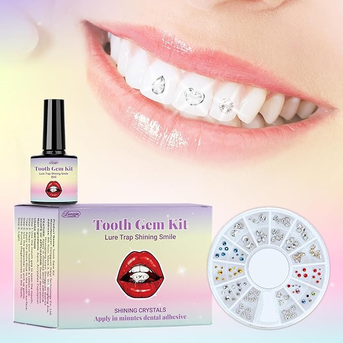 Tpyag Tooth Gem Kit, DIY Crystals Jewelry Kit Teeth Gems Kit, Professional Fashionable Tooth Gems Kit for Teeth, Teeth Jewelry Starter kit, Safe & Easy Application - Long Lasting Sparkle