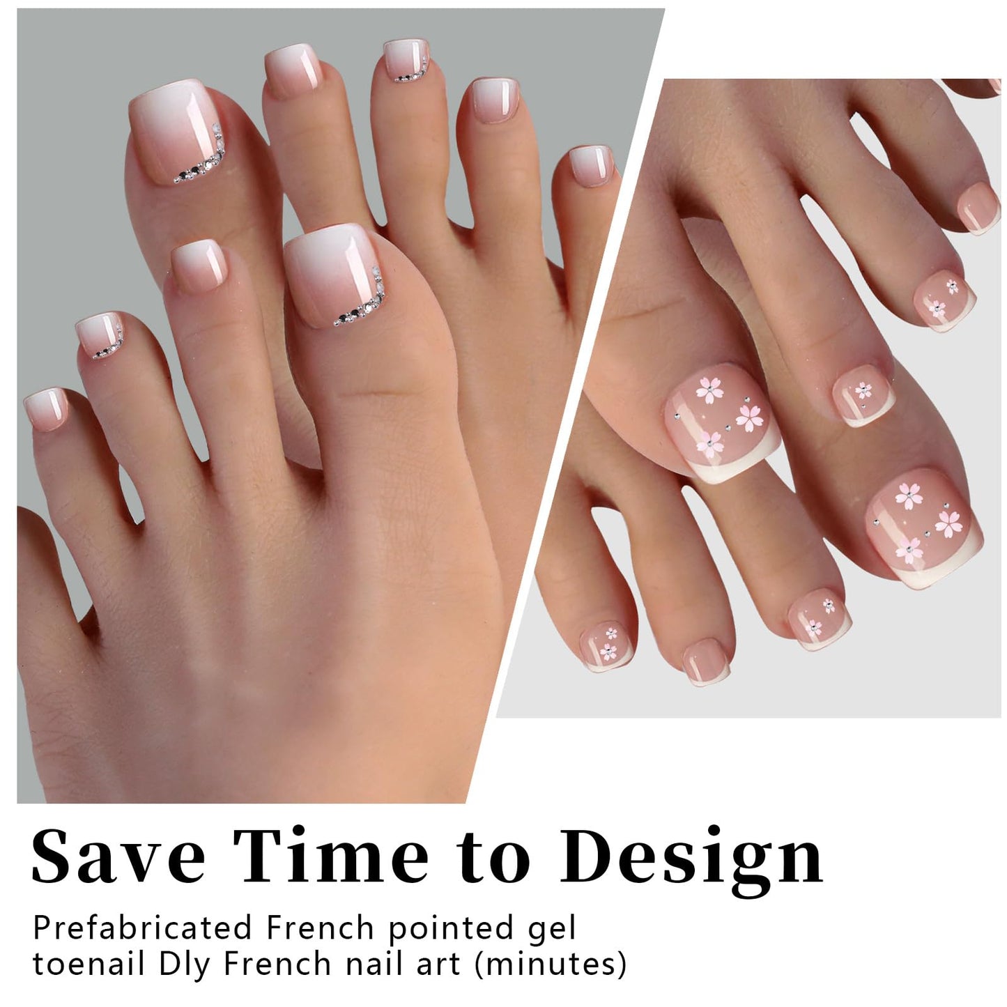 SWRITATSK Press On Toe Nails,French Press On Toenails For Women,Square Toe Nail Press Ons Toe Nails,120Pcs Toe Nail Tips,12 Sizes Ombre Pink Wearable Full Cover Fake Toenails, Mother's Day for Girl