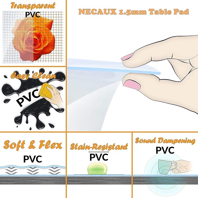 NECAUX Custom 20 x 43.4 Inch Clear Desk Cover Protector, 1.5mm Thick Plastic Desk Pad, Desk Protector, Desk Mat on top of Desk, Clear Table Cover Protector for Coffee Table, Sofa Table, Media Stand