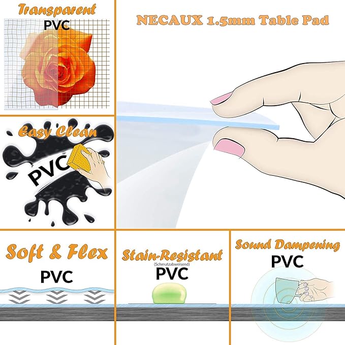 NECAUX Custom 20 x 46 Inch Clear Desk Cover Protector, 1.5mm Thick Plastic Desk Pad, Clear Desk Protector, Desk Mat on top of Desk, Table Cover Protector for Coffee Table, Sofa Table, Media Stand