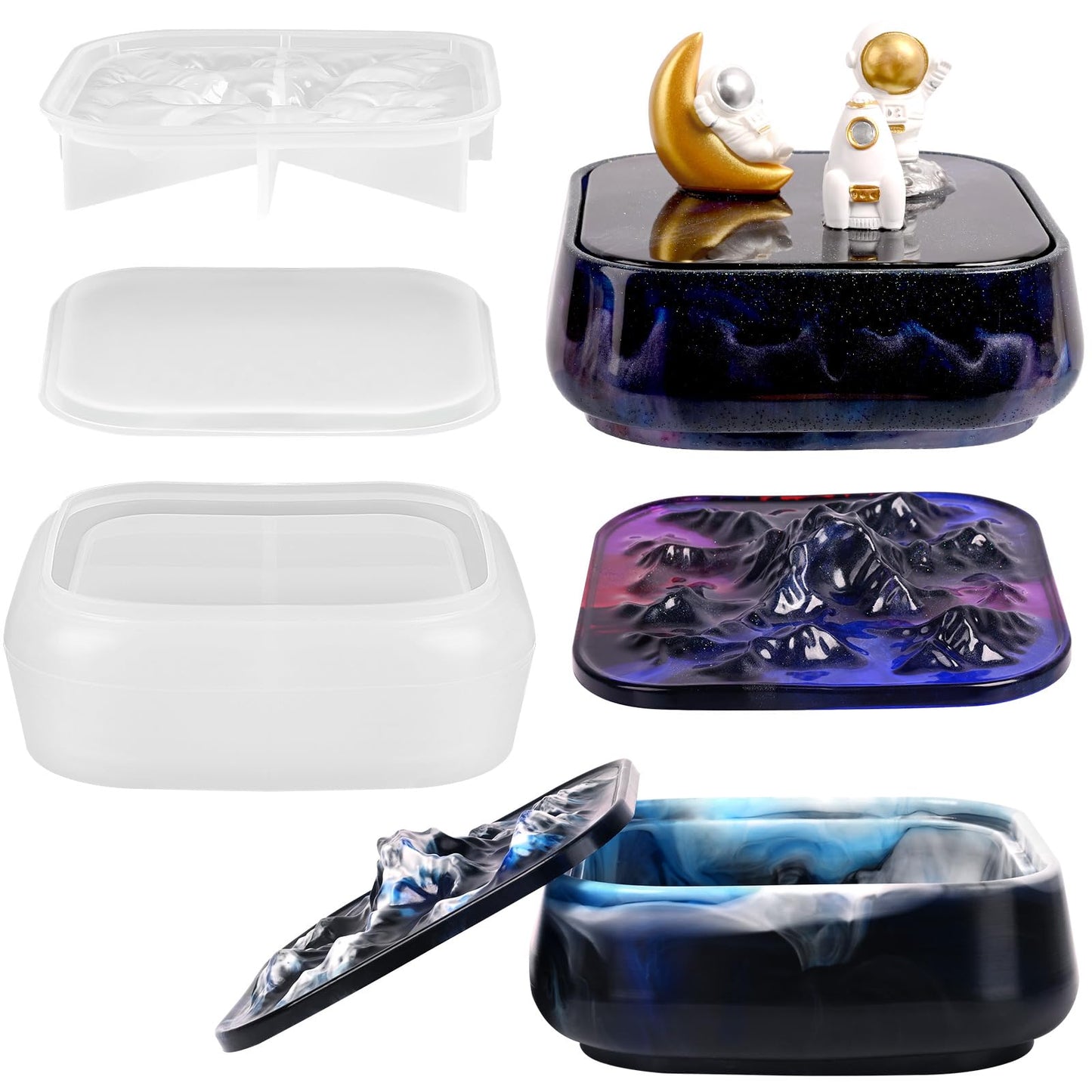 Moukiween Large Storage Box Molds with Lid, Resin Jar Mold, Silicone Box Mold for Storage Jewelry Epoxy Casting DIY Crafts