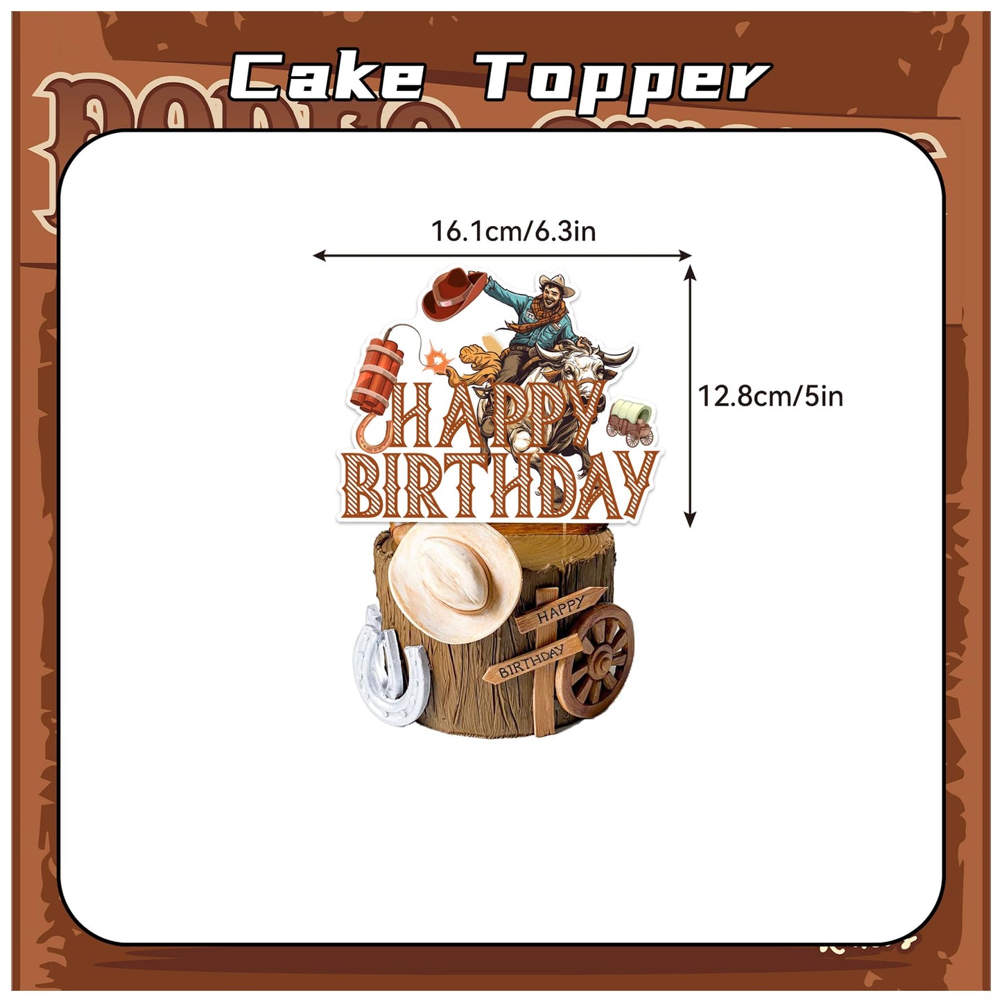Bull Riding Birthday Party Decorations Bull Riding Party Supplies Kit with Banner, Cake Topper, Cupcake Topper, Balloons for Bull Riding Decoration Western Cowboy