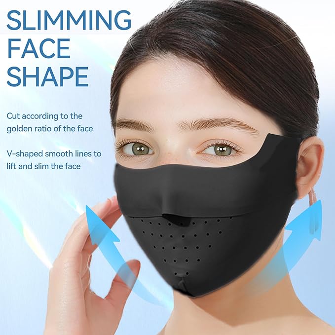 EIGIIS Sun Protection Face Cover UPF 50+ UV Face Mask Ice Silk Covering Reusable Running Fishing Golf Sports Face Shield
