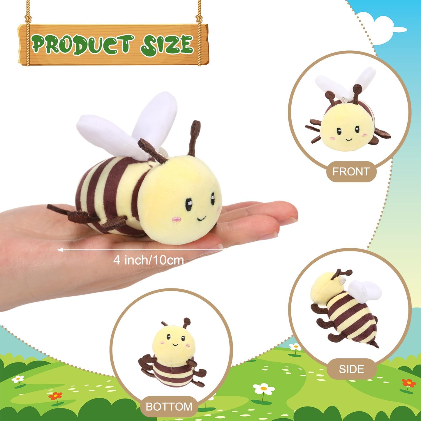 Meooeck 6 Pcs Cute Insect Plush 4 Inch Bug Stuffed Animals Ladybug Moth Beetle Bee Butterfly Mantis Keychains for Birthday Party Favors Classroom Prizes Christmas Stuffers Animal Collections