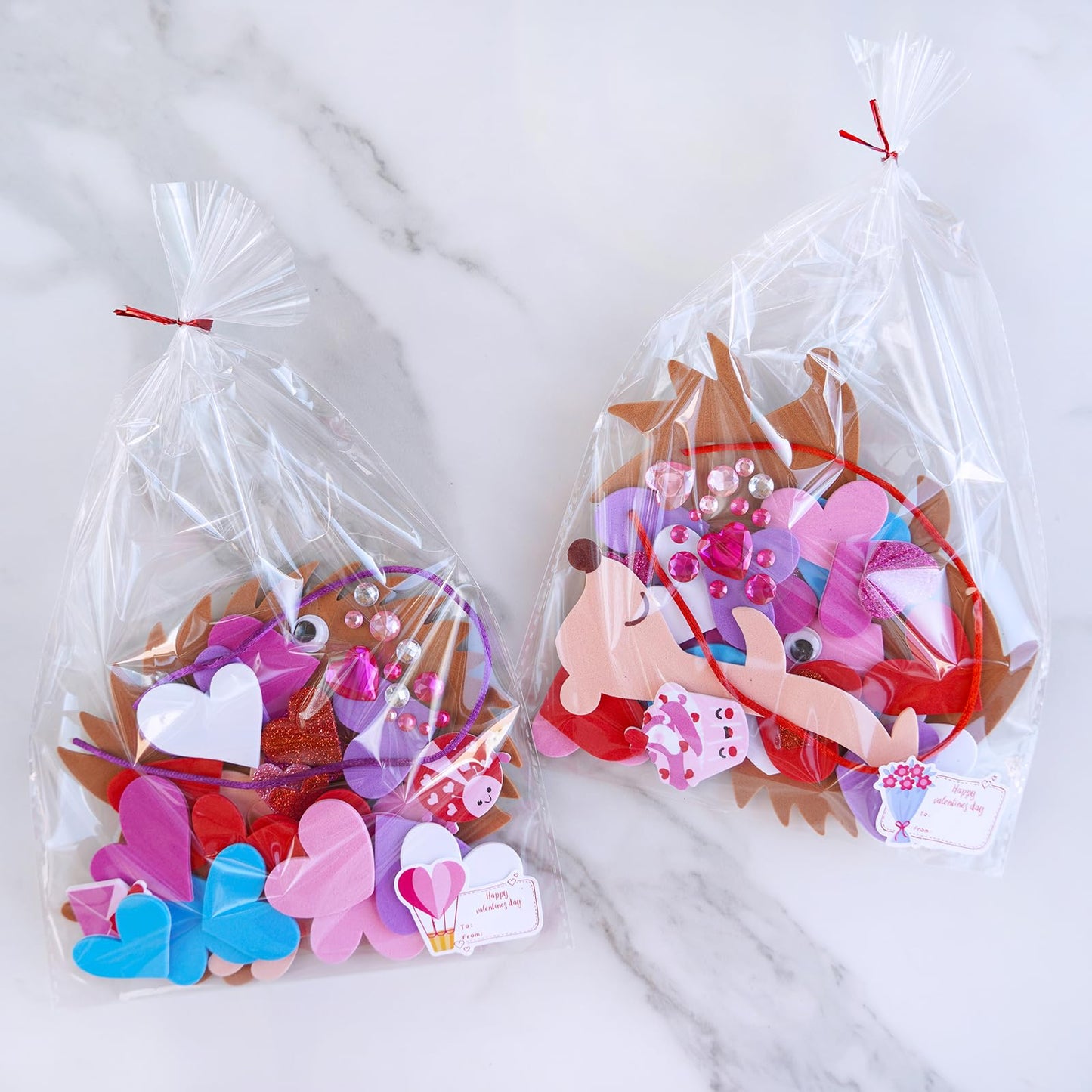 Winlyn 24 Sets Heart Hedgehog Ornaments Decorations Valentine Crafts Kits Hedgehog Art Sets Heart Foam Valentine Stickers for Kids Party Classroom Activities Gift Exchange