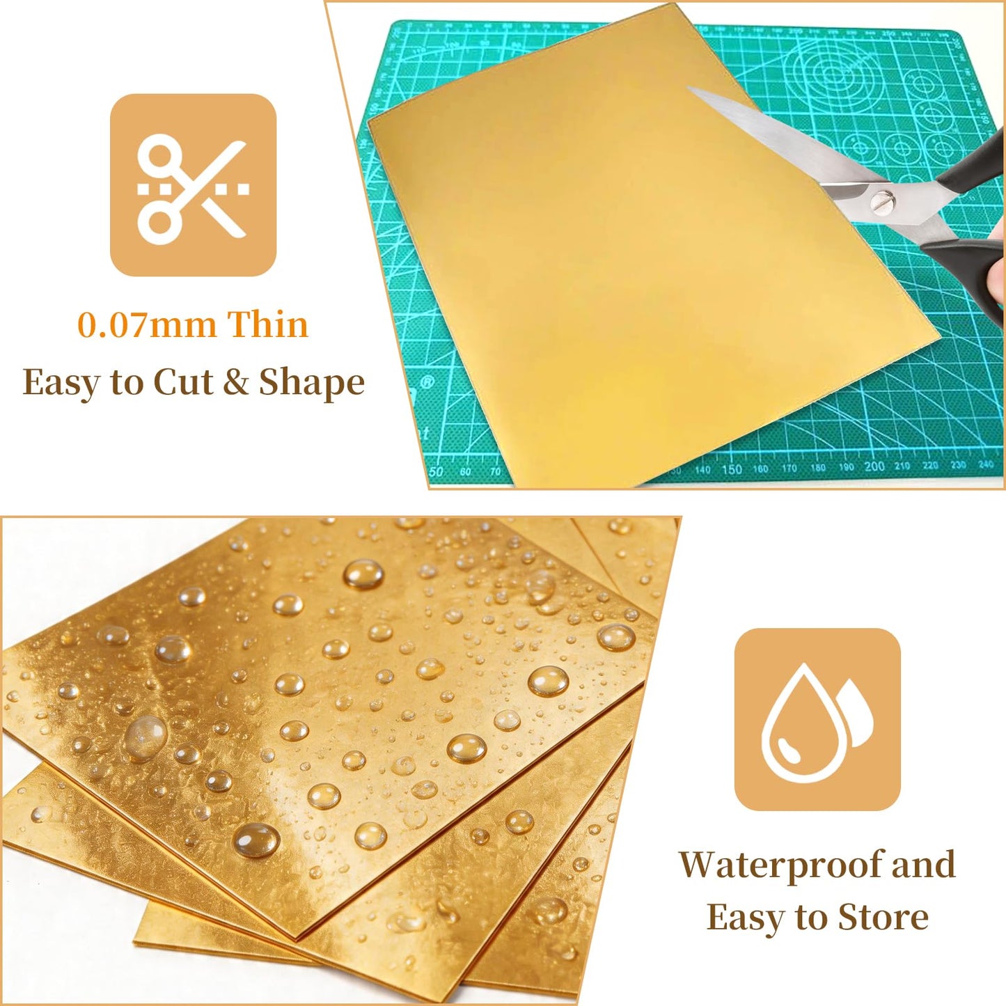 Aemygo 150 Pcs Aluminum Foil Sheets for DIY Crafts, 6 inch Heavy Duty Metal Embossing Sheet with Stylus Tools, Gold Square Tin Foil for DIY Painting and Embossing