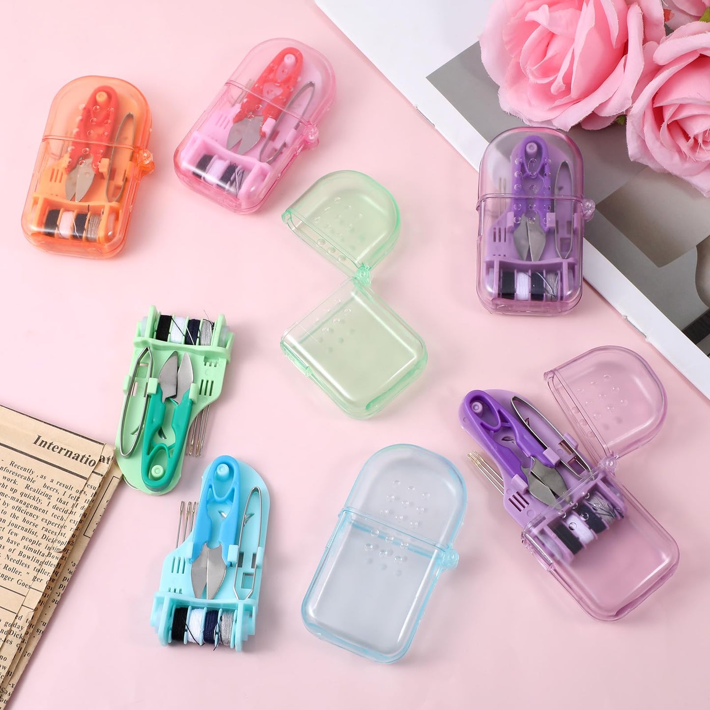 20 Pieces Mini Travel Sewing Kit, Small Emergency Sewing Kit Bulk, Portable Travel Sewings Box Kits, Emergency Repair Tool with Needle Thread Scissors for Beginner Traveler Homeless Home (Multicolor)