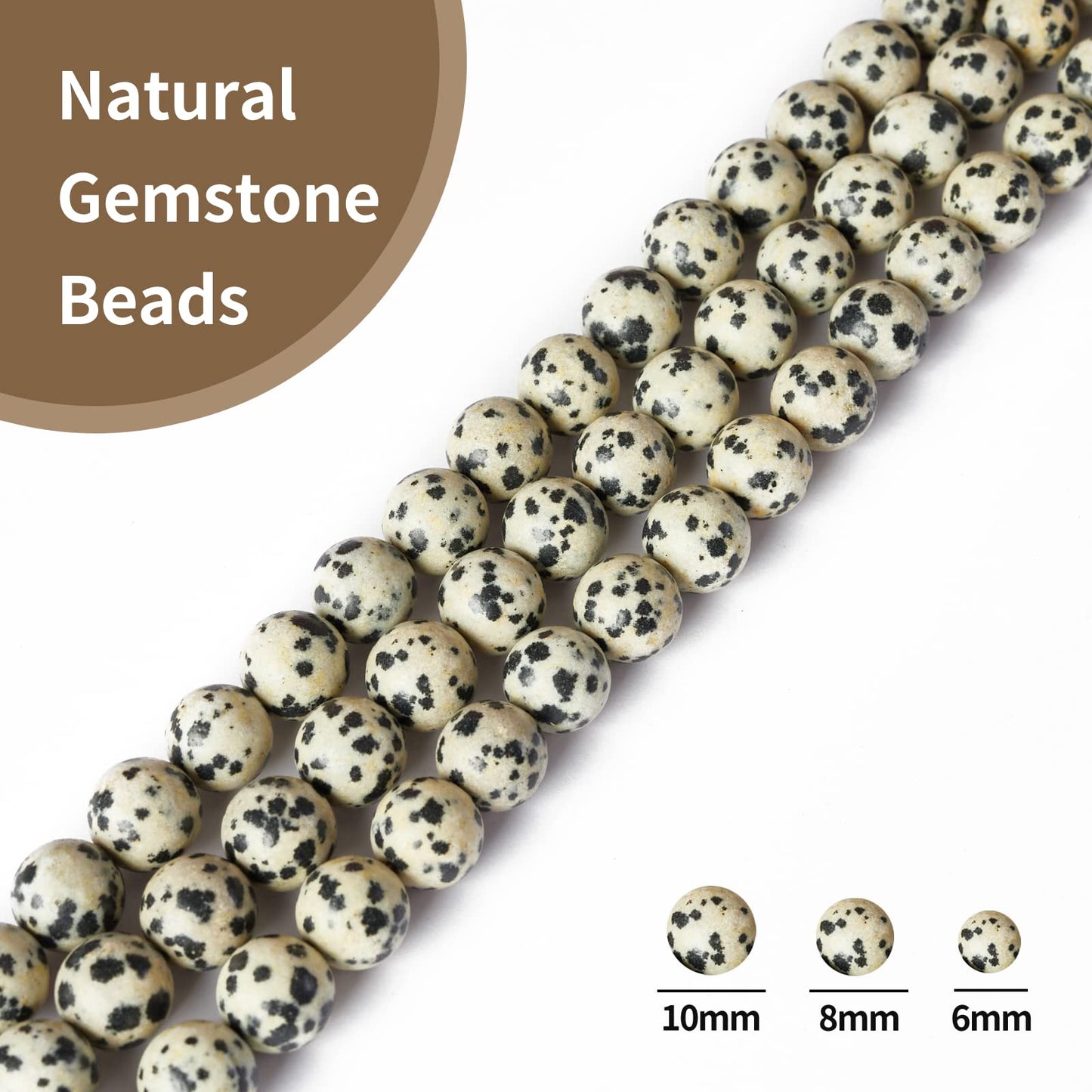 35pcs 10mm Natural Dalmatian Stone Beads Gemstone Beads Round Loose Beads for Jewelry Making