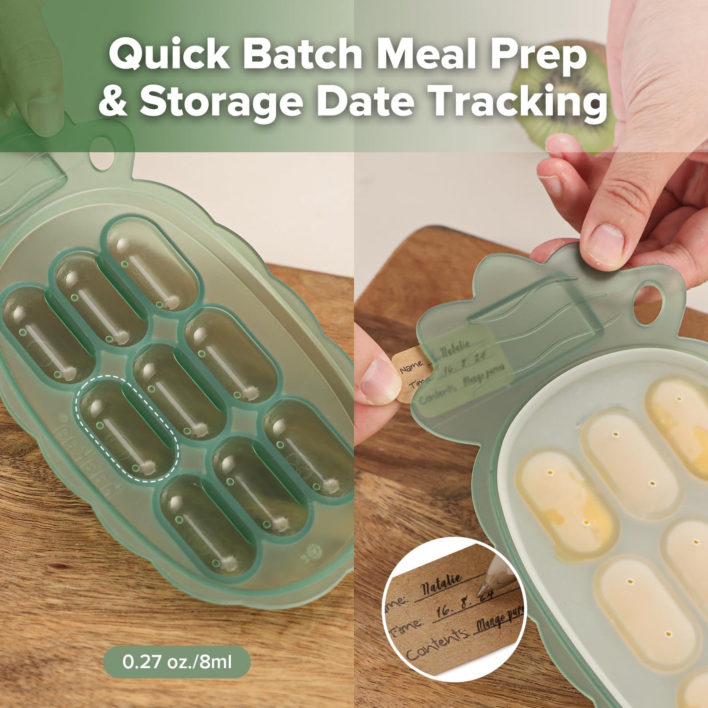 Haakaa Silicone Nibble Freezer Tray &Astronaut Beginner Silicone Cutlery Set -Breastmilk Teething Popsicle Mold - Baby Fruit Food Feeder Teether - Ice Cube Tray-Baby Spoons